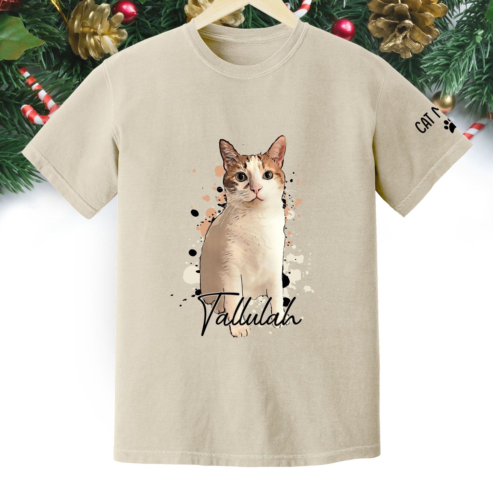 Personalized Cat Mom T-Shirt – Custom Cat Photo Shirt with Pet Name, Unique Gift for Cat Lovers