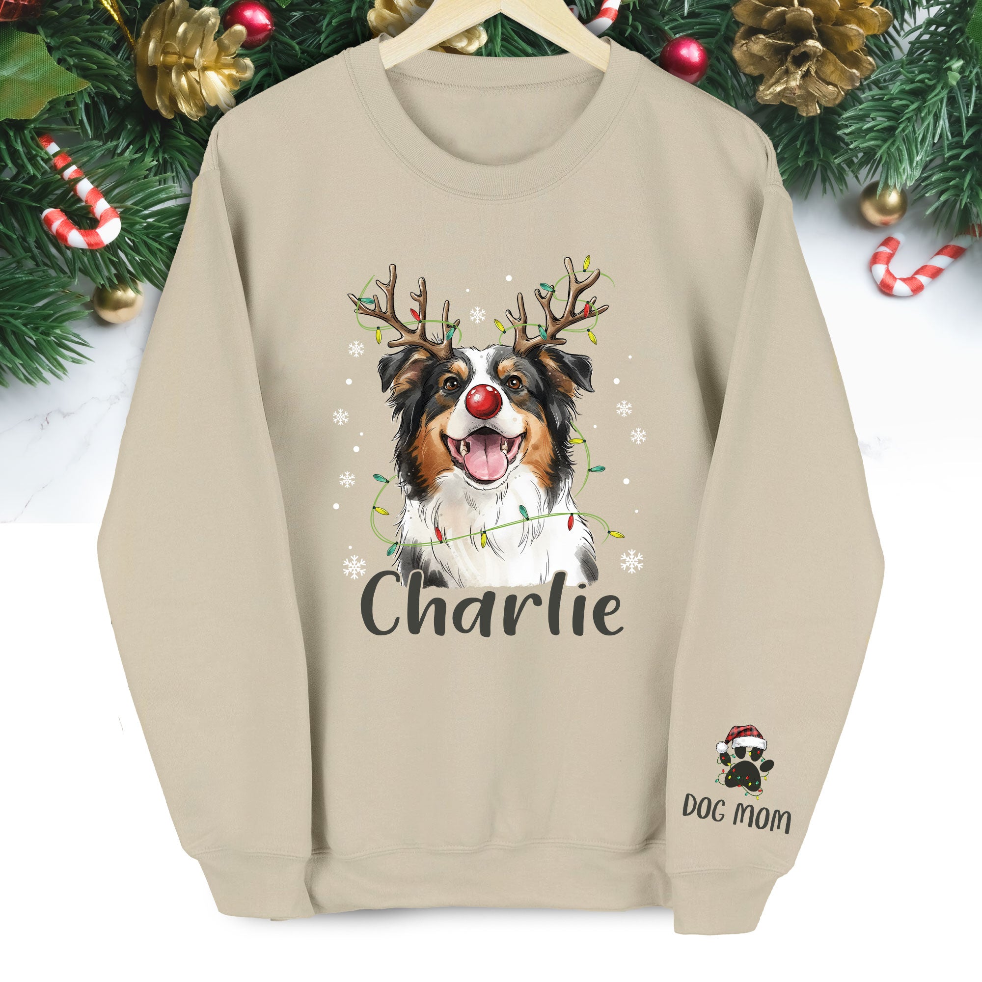 Personalized Dog Mom Sweatshirt with Custom Pet Face – Cozy Gift for Pet Owners