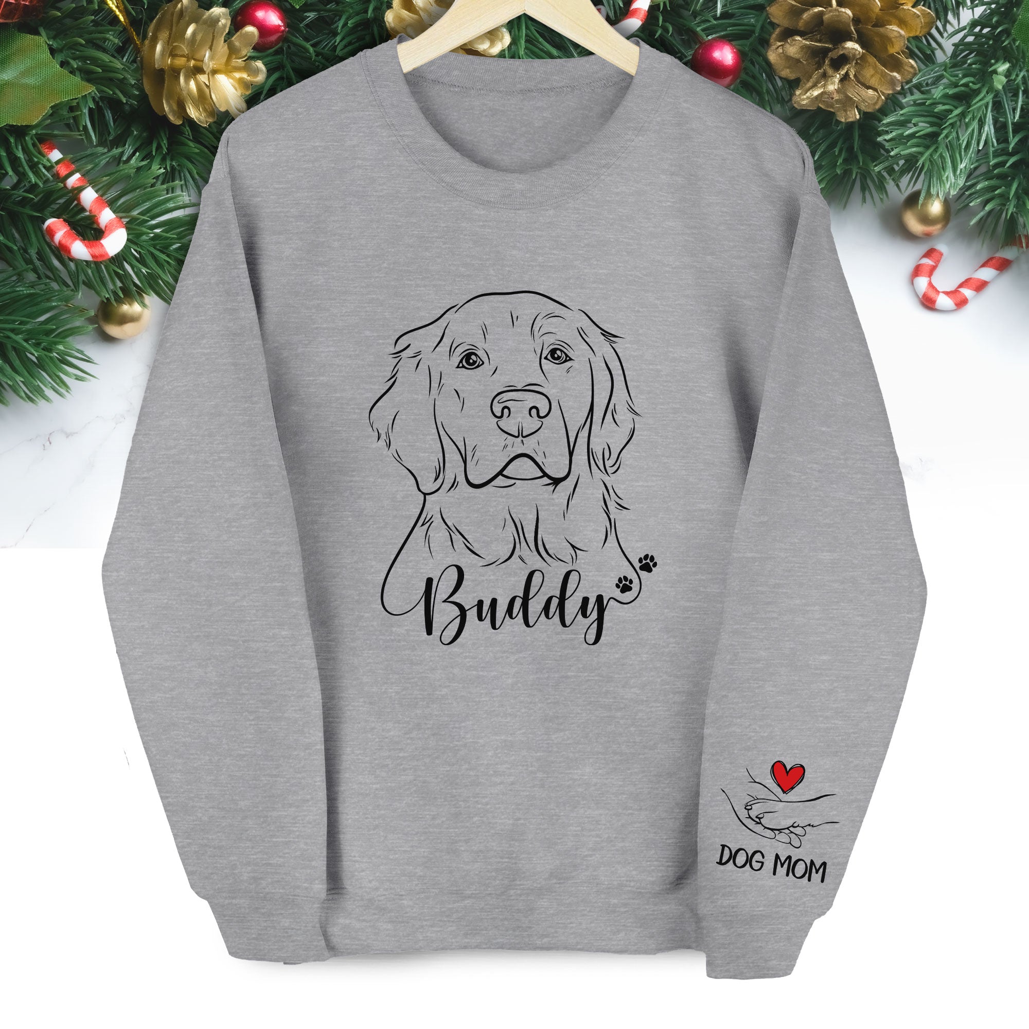 Custom Dog Mom Sweatshirt – Personalized Pet Photo Holiday Gift for Pet Lovers