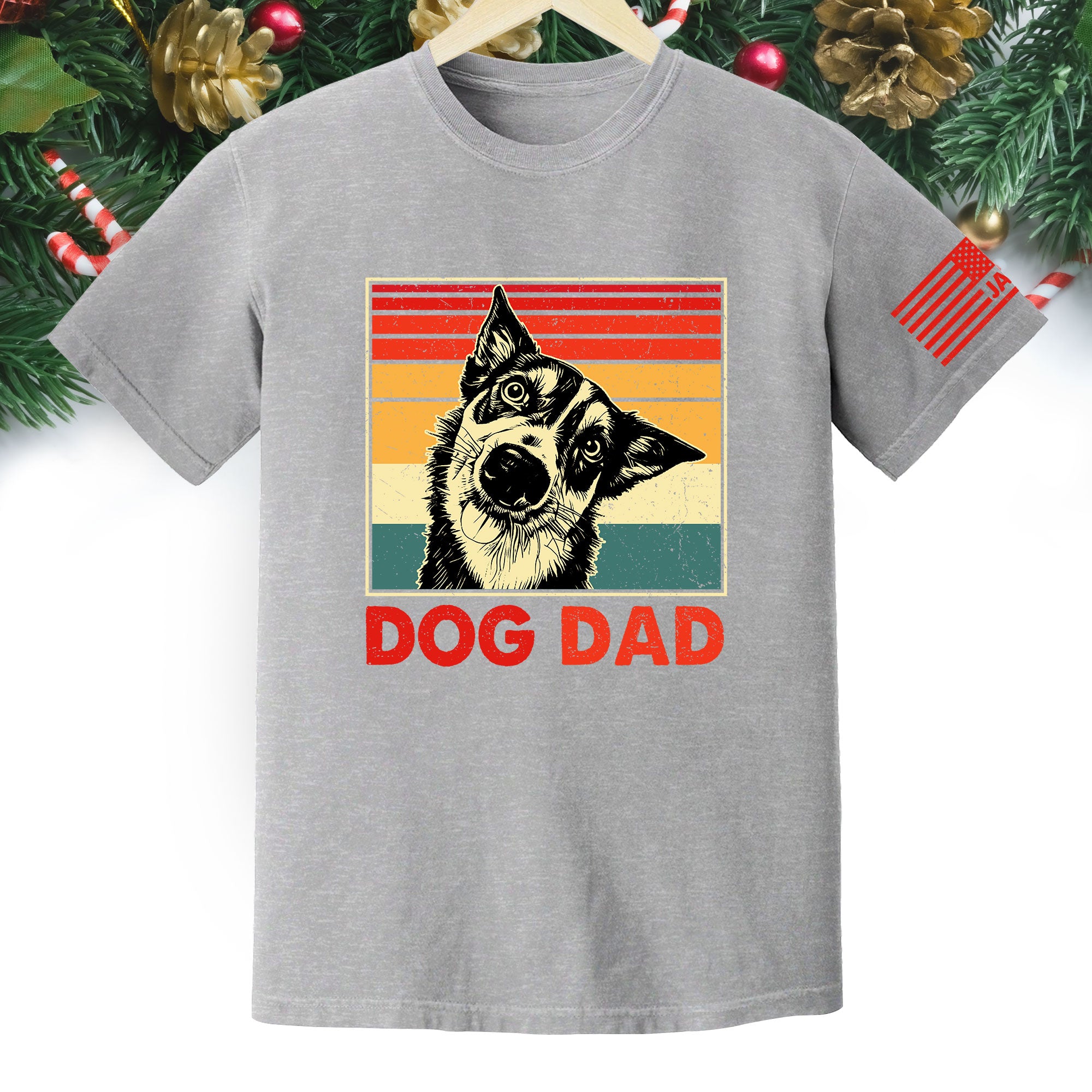 Custom Dog Dad T-Shirt – Personalized Pet Portrait Vintage Tee, Unique Gift for Dog Lovers