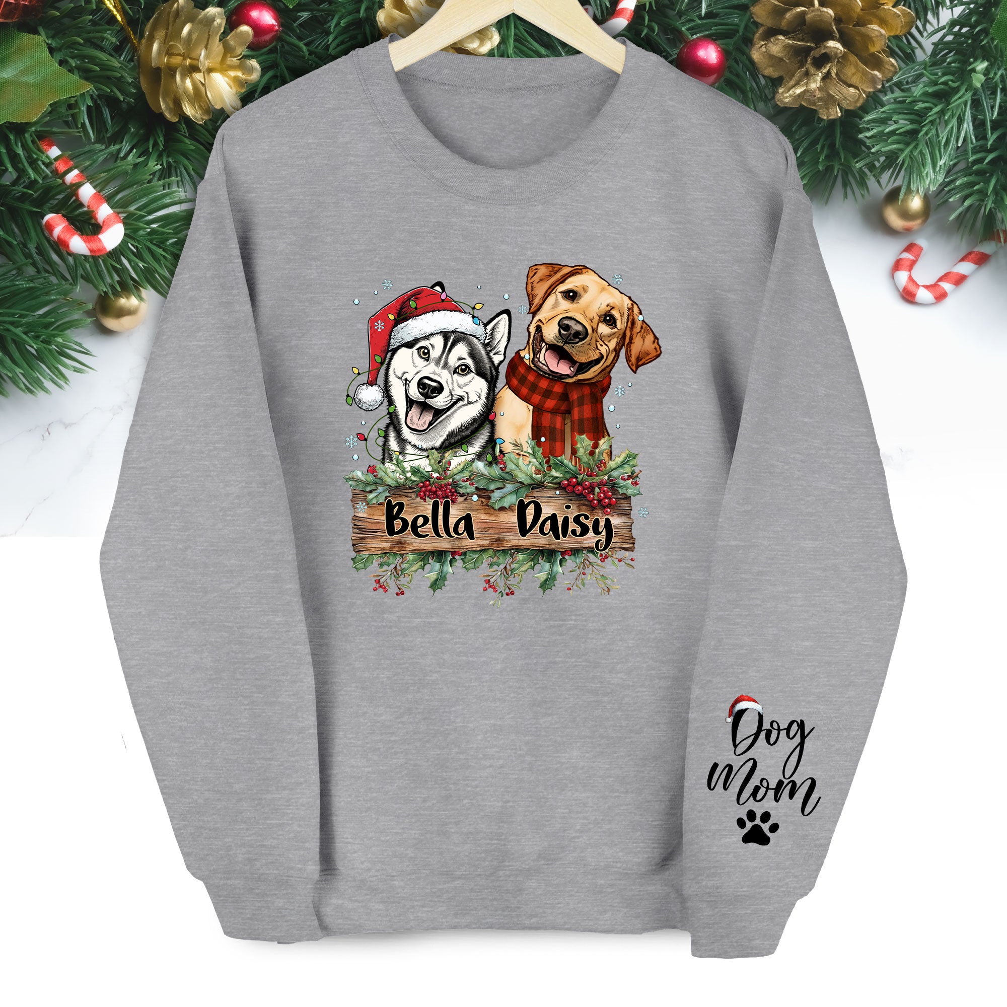 Personalized Pet Sweatshirt – Custom Two Dogs Design