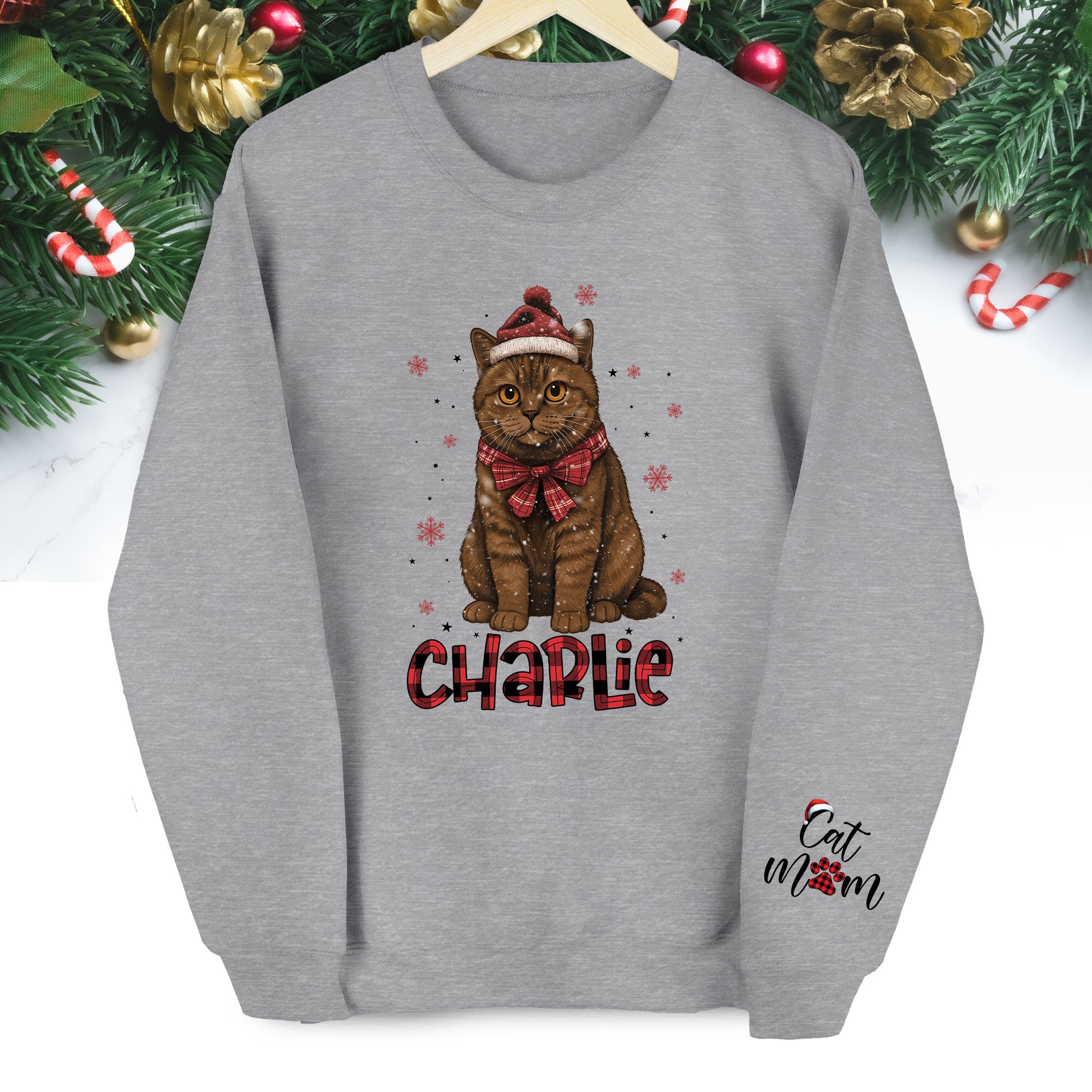 Personalized Cat Mom Sweatshirt  – Custom Christmas Sweatshirt
