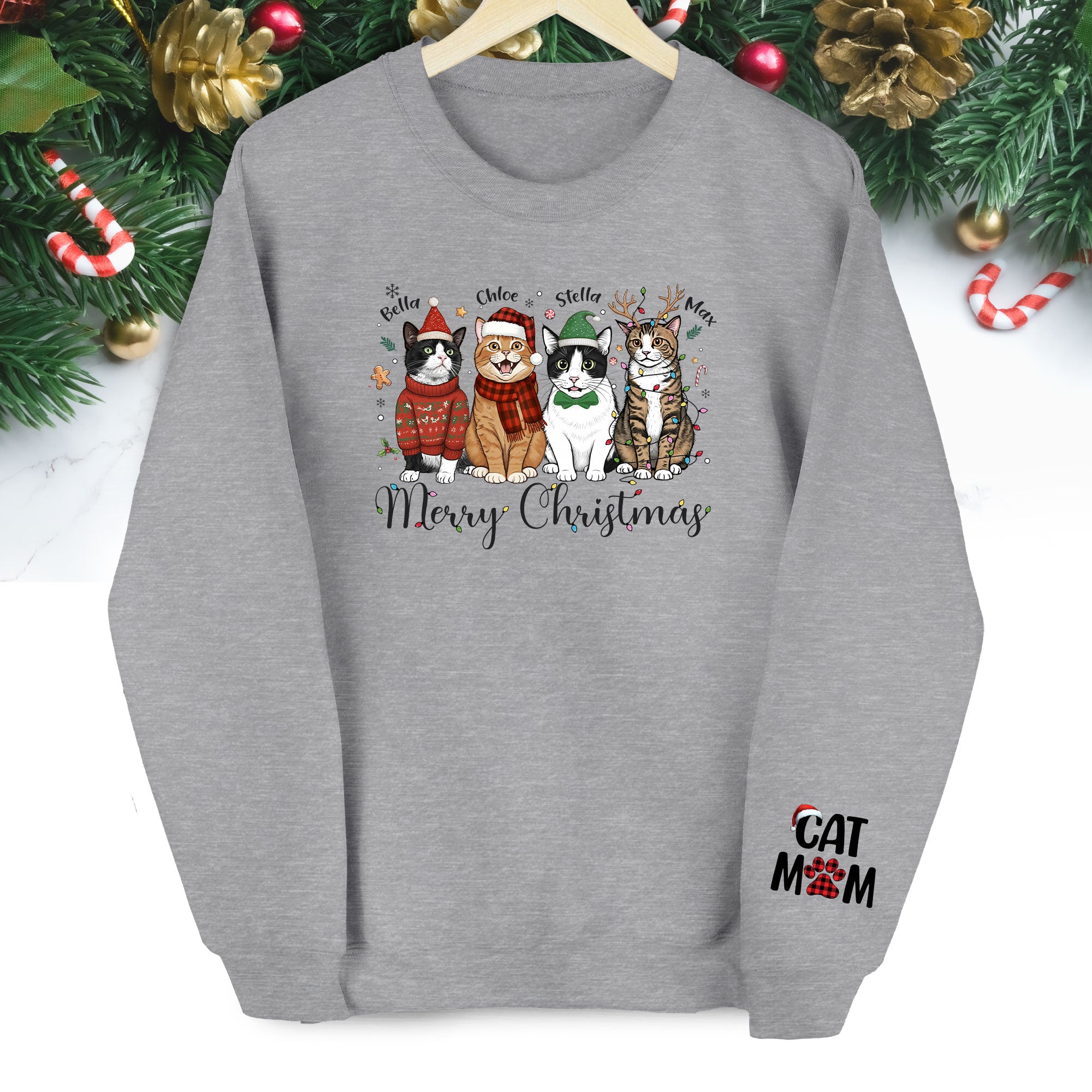 Custom Cat Mom Sweatshirt – Christmas Sweatshirt  for Women