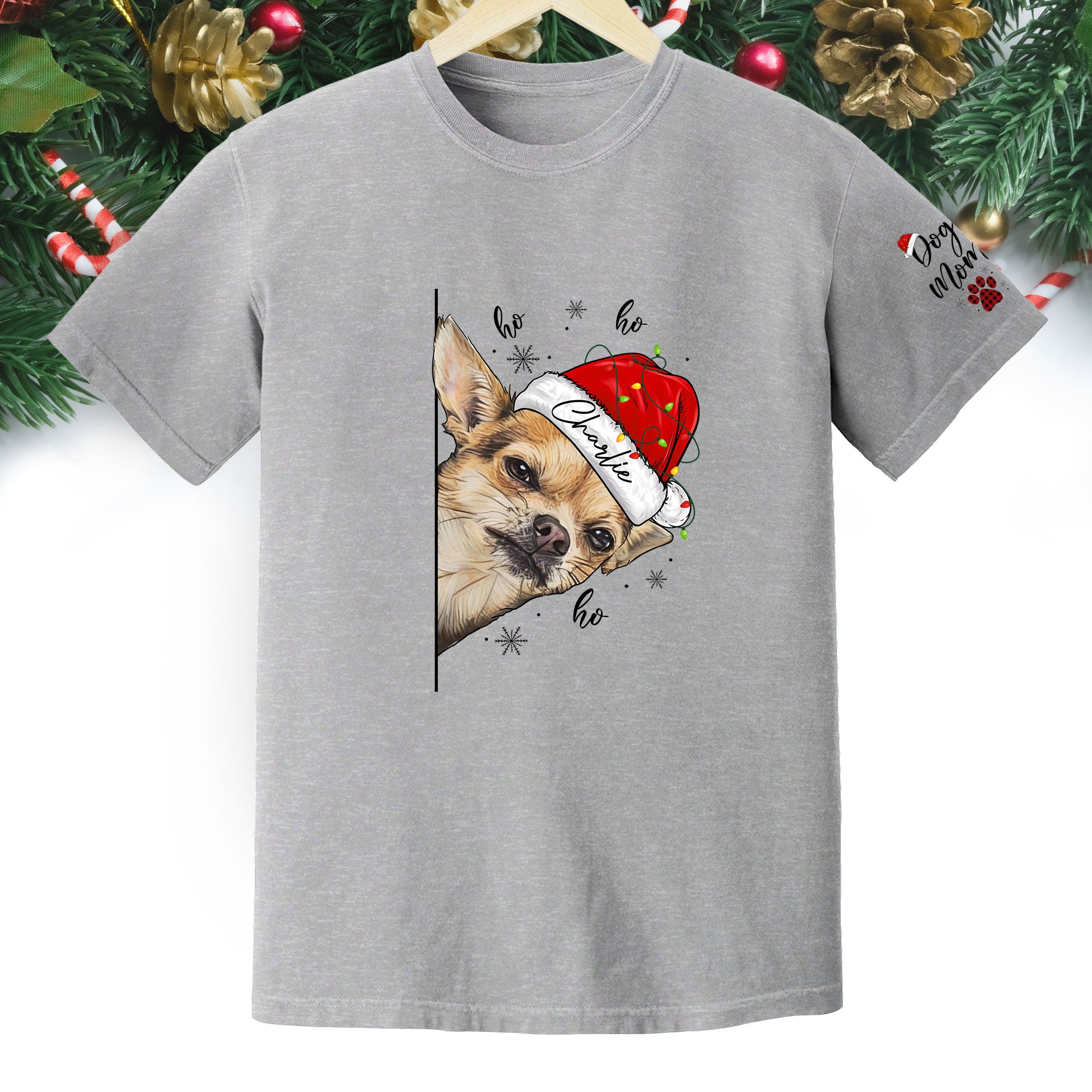 Custom Pet T-Shirt – Personalized Dog Photo Shirt, Christmas Gift for Women Dog Mom