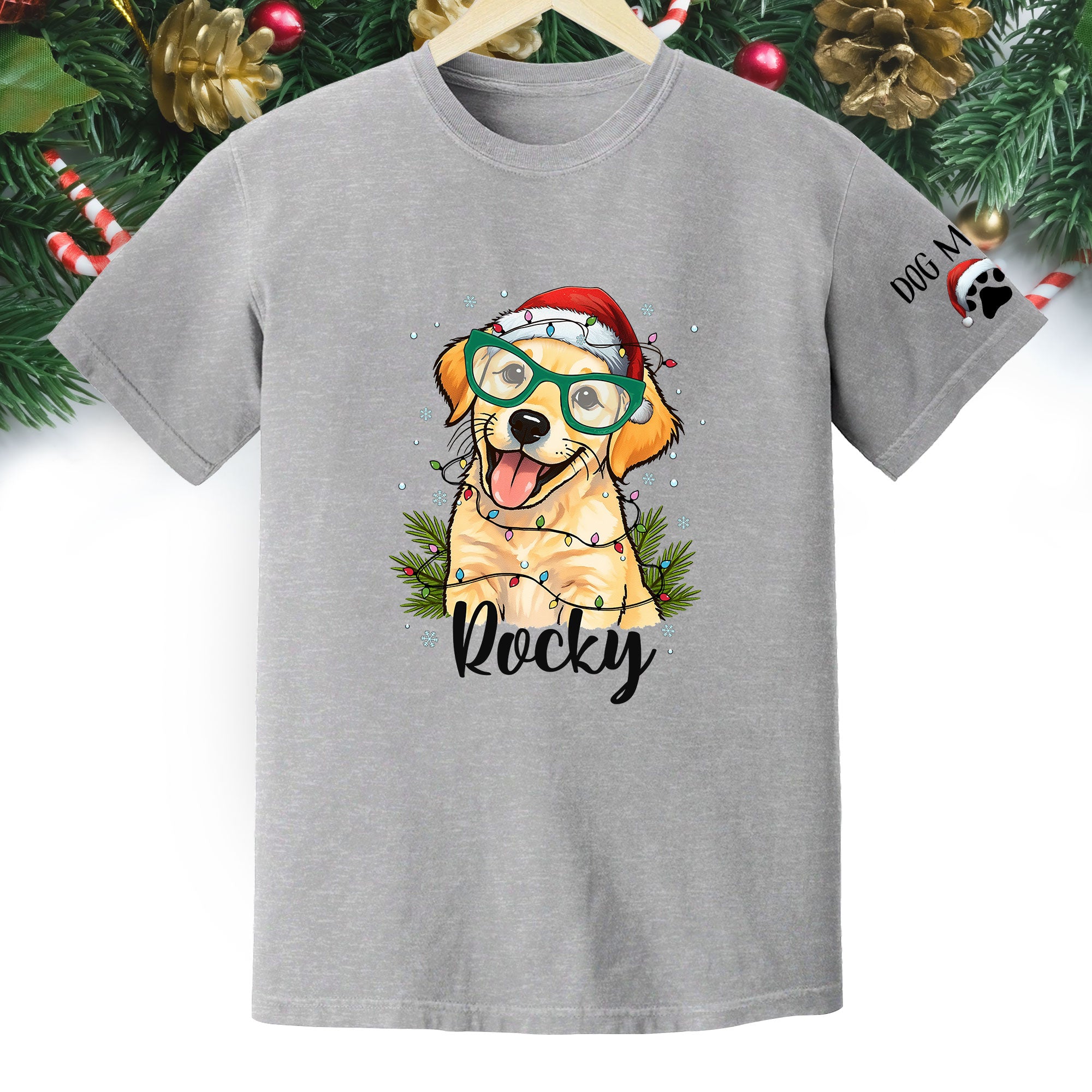 Custom Pet Christmas Shirt – Personalized Dog T-Shirt, Cute Holiday Gift for Pet Lovers