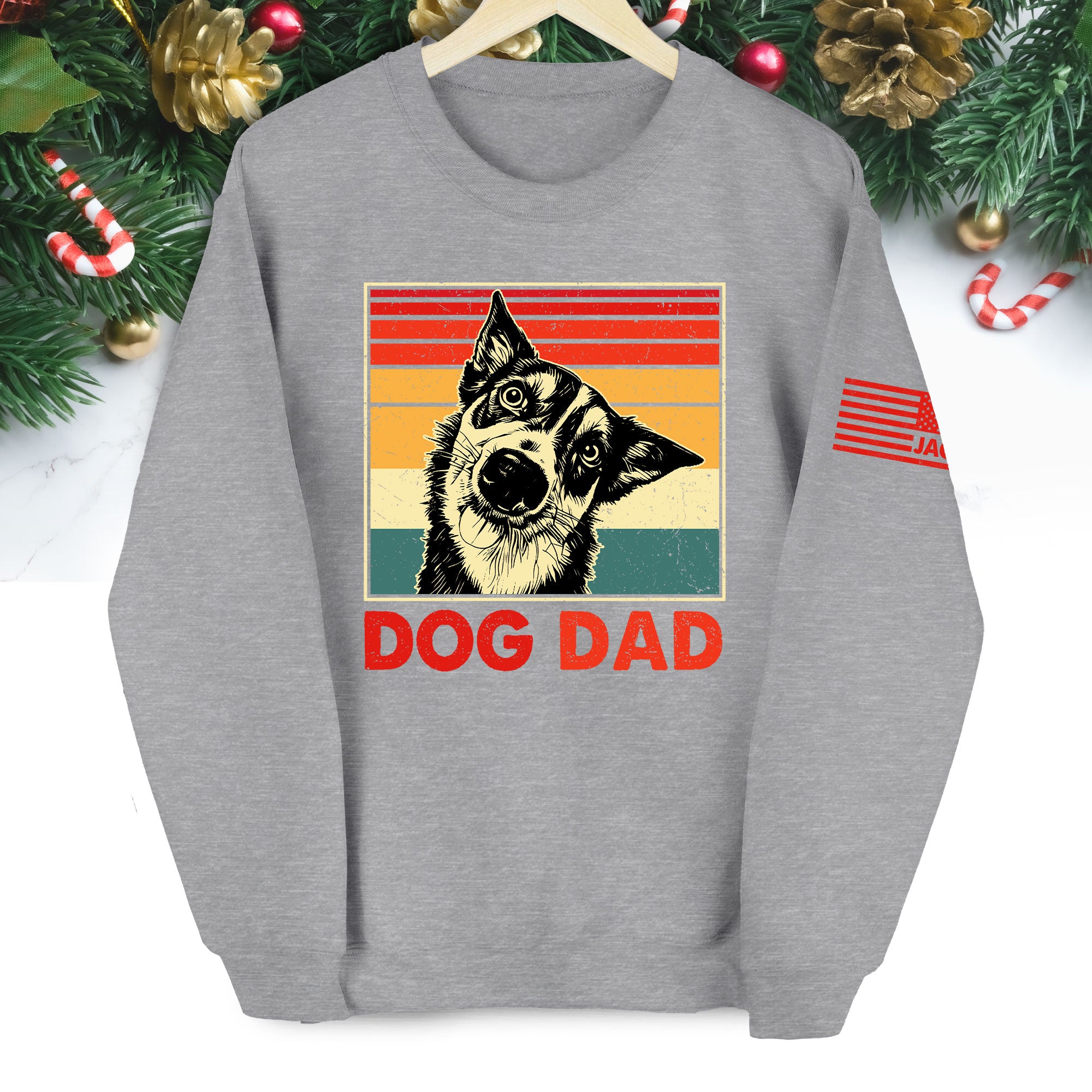 Personalized Dog Dad Sweatshirt – Custom Retro Dog Art, Perfect Gift for Dog Lovers