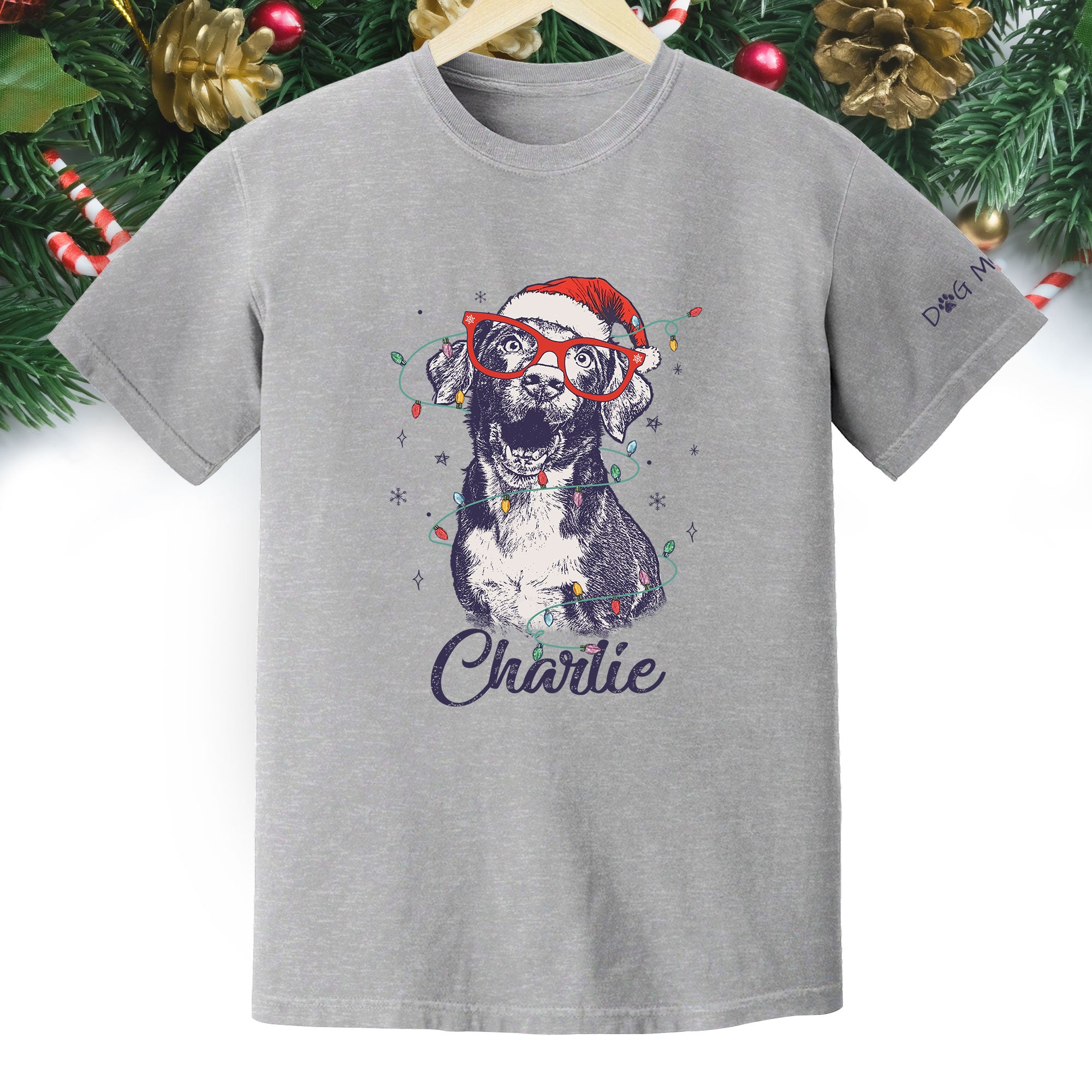 Personalized Dog Christmas Shirt – Custom Pet Photo Tee, Holiday Gift for Dog Mom