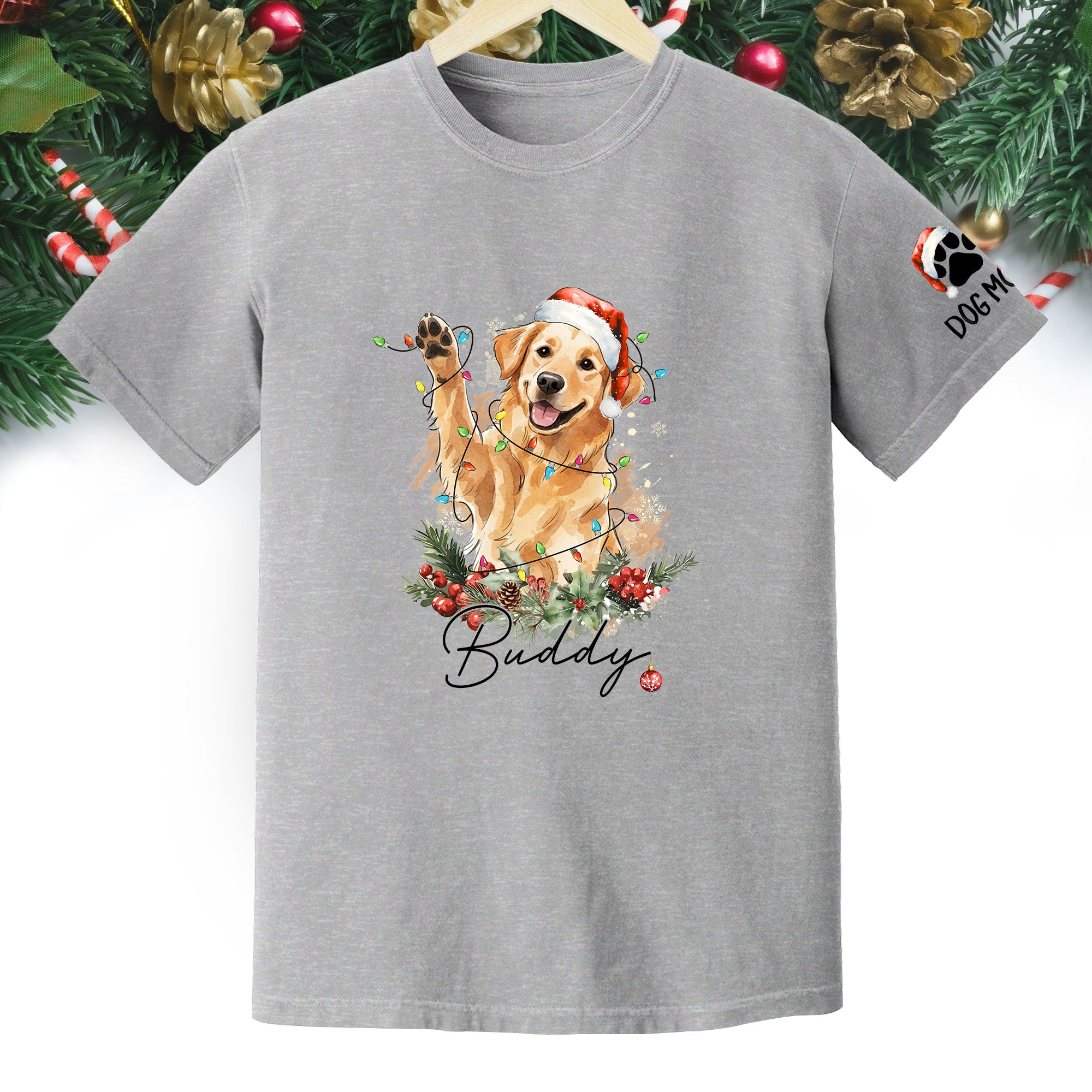 Custom Pet Photo T-Shirt – Personalized Dog Christmas Tee, Funny Gift for Dog Lovers