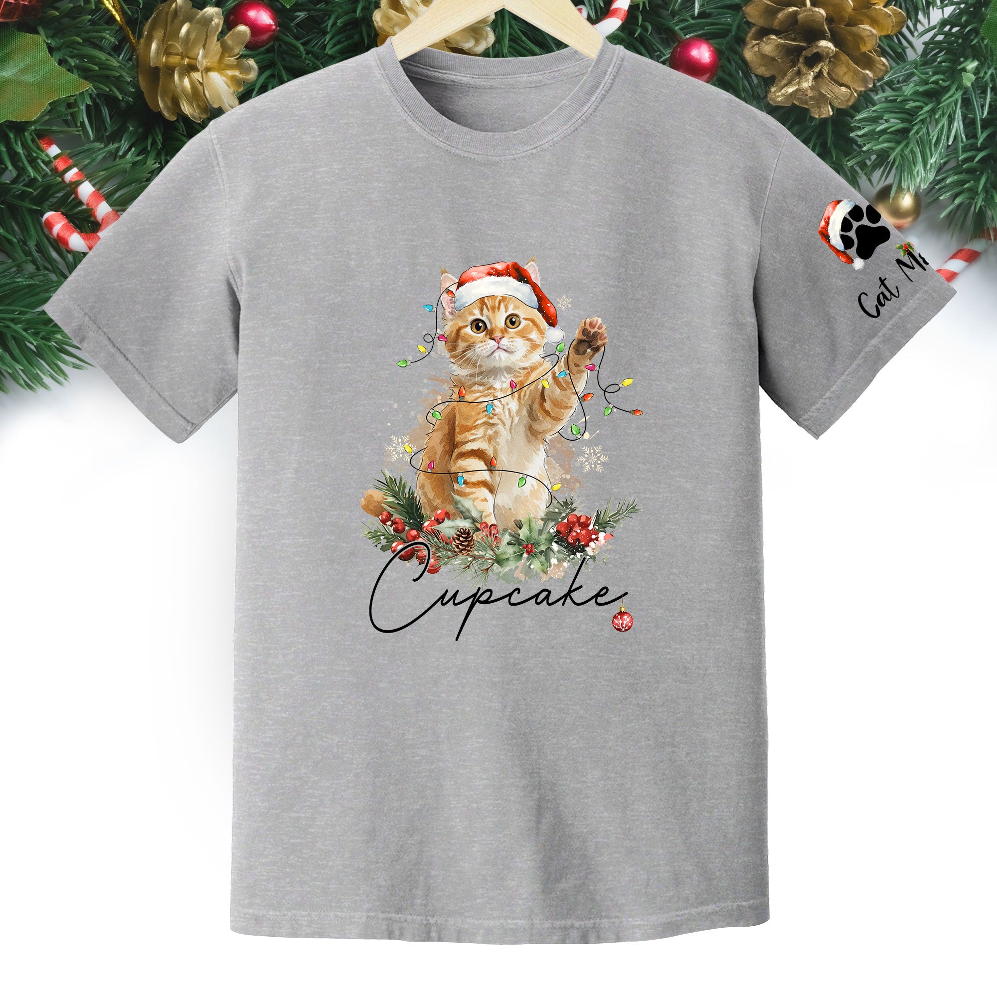 Custom Cat Lover T-Shirt – Personalized Pet Photo Christmas Shirt, Cute Gift for Pet Lovers