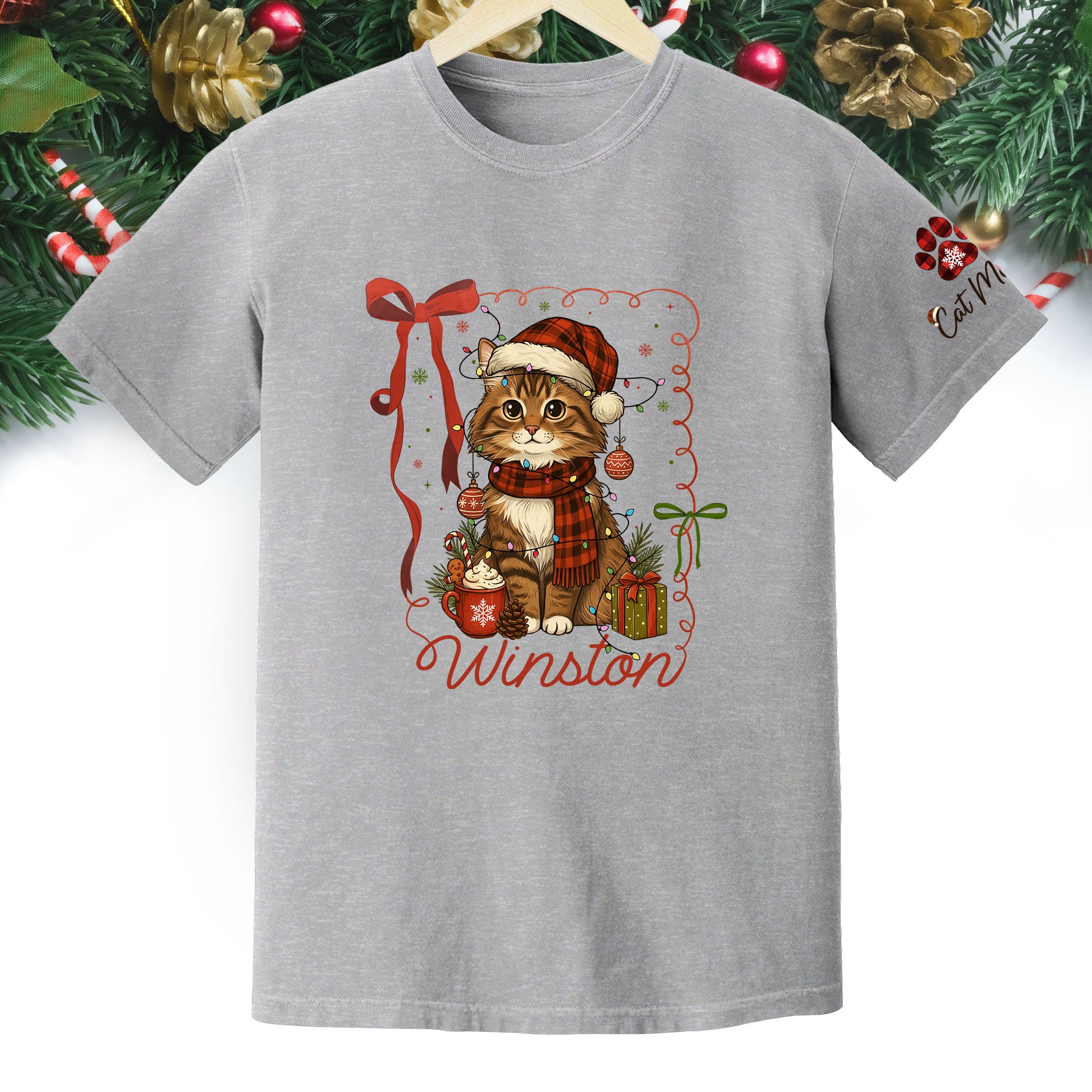 Custom Pet Christmas Shirt – Personalized Cat Photo Tee, Funny Holiday Gift for Pet Lovers