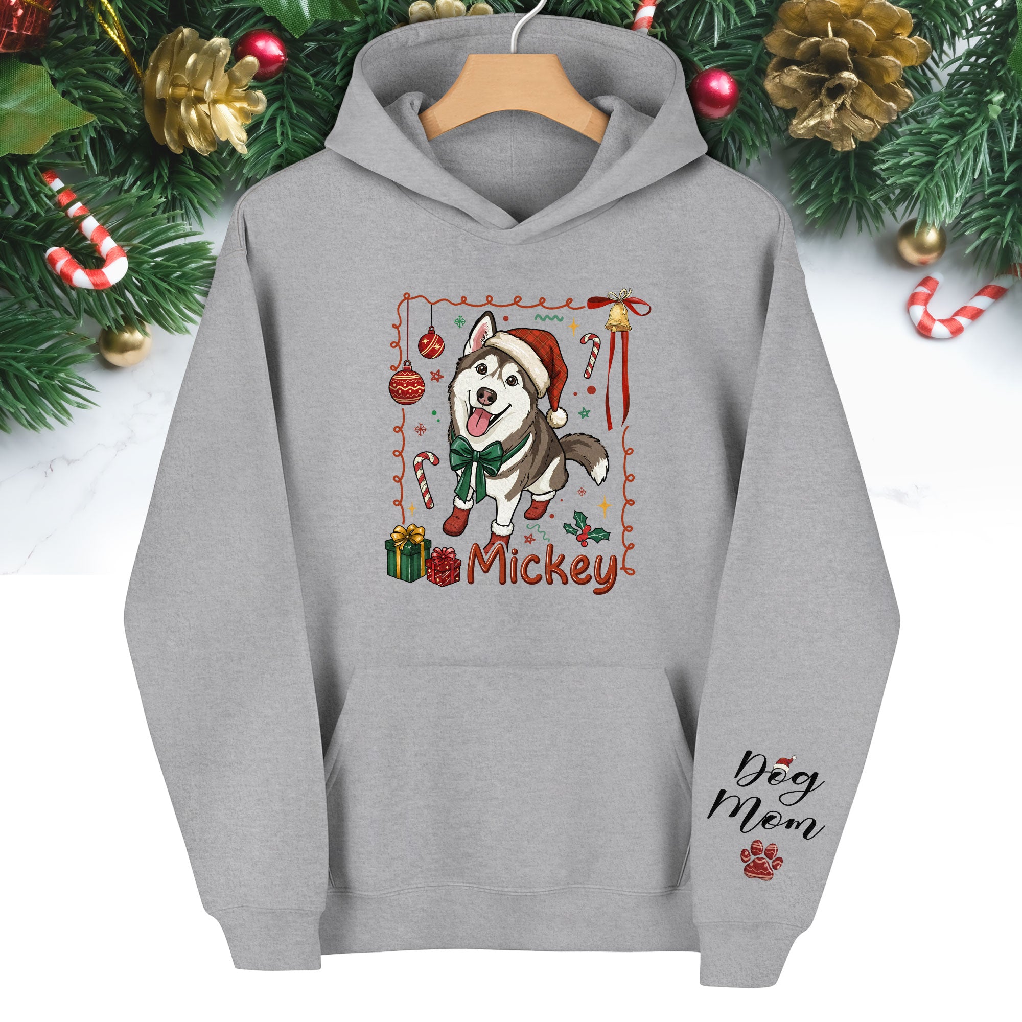 Custom Dog Christmas Hoodie – Personalized Pet Photo Gift for Dog Moms