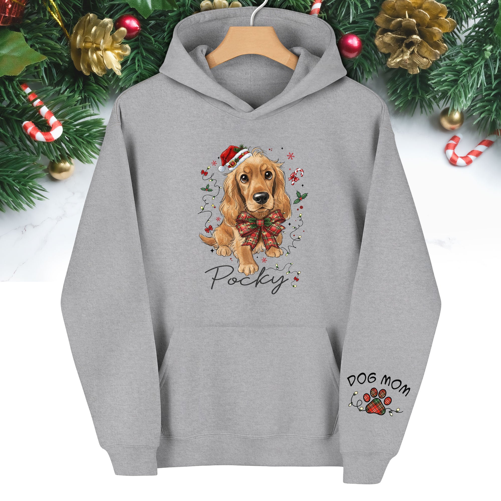 Custom Christmas Dog Hoodie – Personalized Pet Photo Gift for Dog Moms