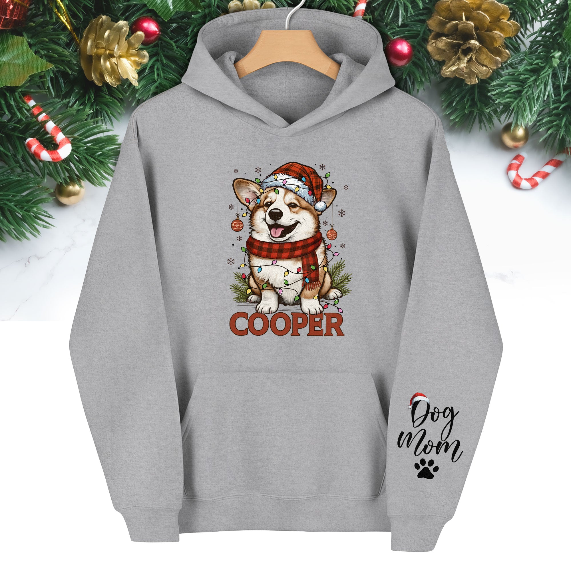 Custom Dog Mom Hoodie – Personalized Pet Photo Christmas Hoodie, Cute Gift for Dog Lovers