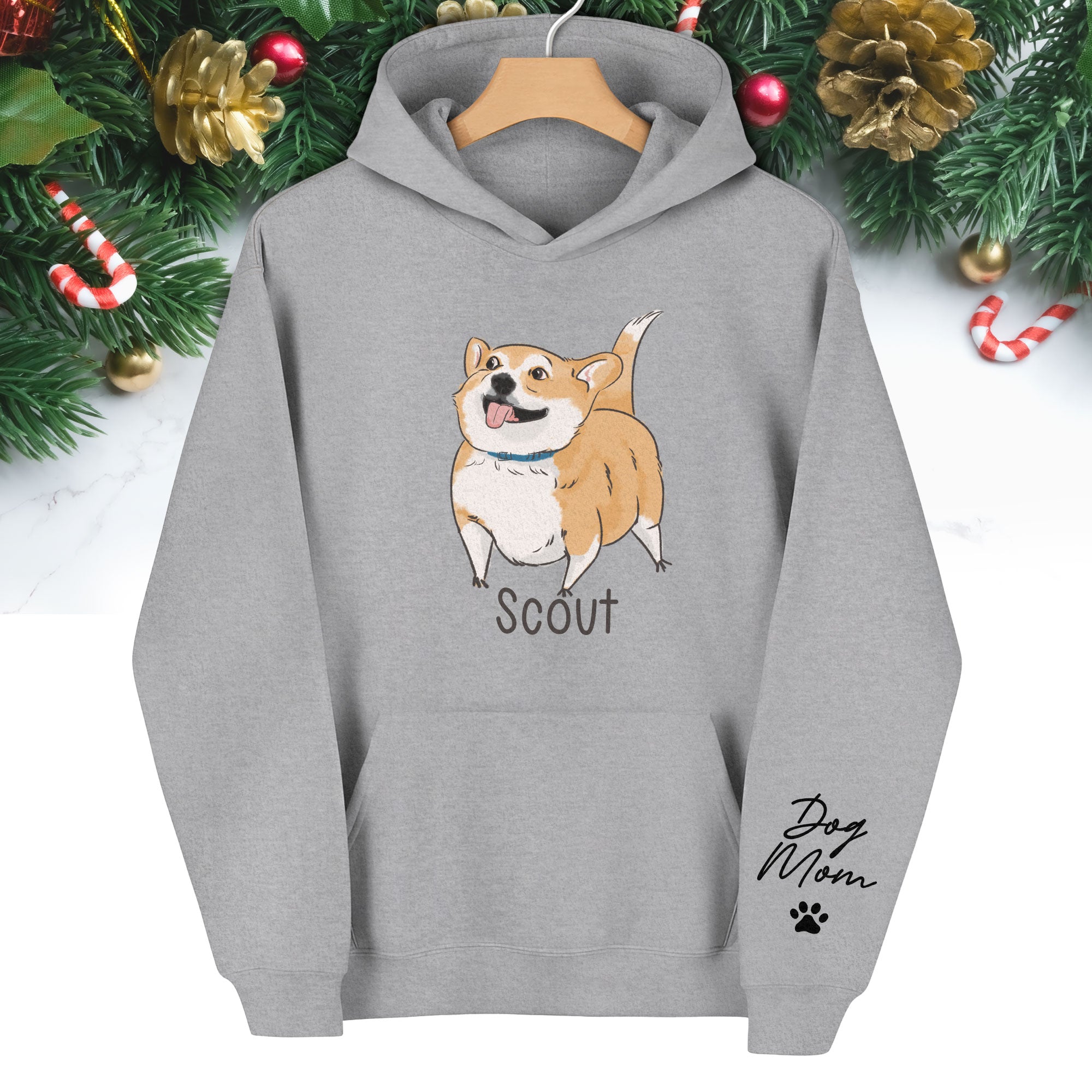 Custom Dog Mom Hoodie – Personalized Dog Hoodie with Pet Photo & Name, Cute Gift for Pet Lovers