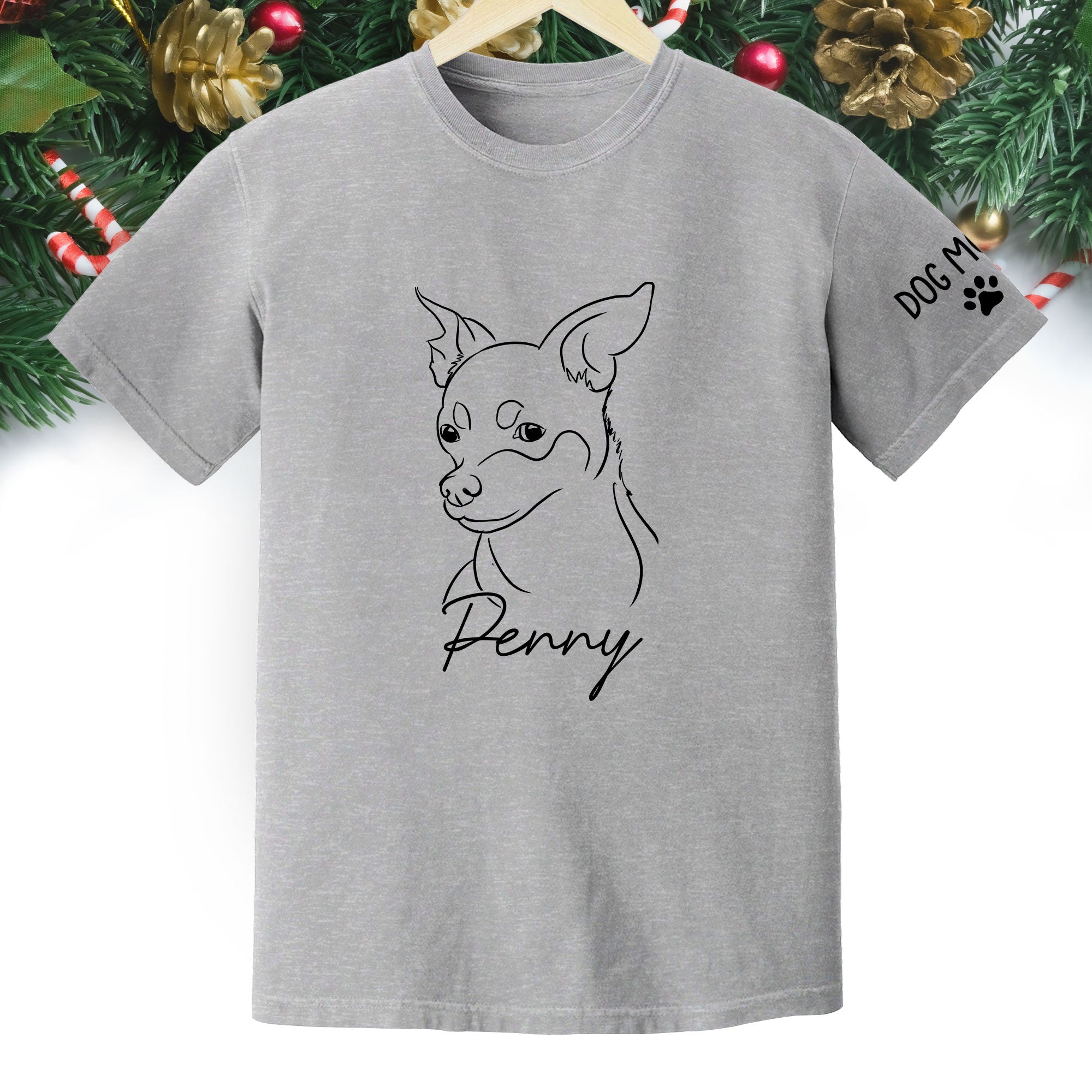 Personalized Dog Mom T-Shirt – Custom Dog Line Art Tee with Pet Name, Unique Gift for Dog Lovers
