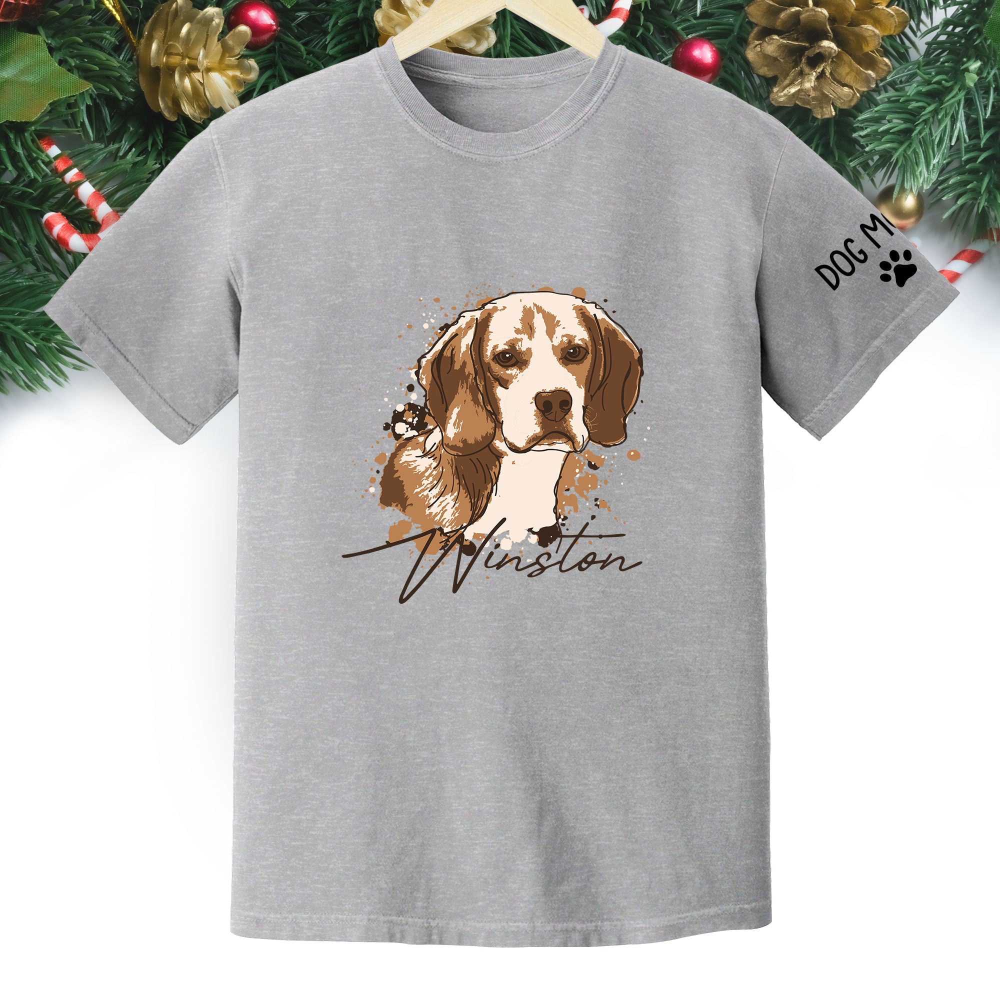 Personalized Dog Mom T-Shirt – Custom Dog Portrait Shirt with Pet Photo & Name, Unique Gift for Pet Lovers