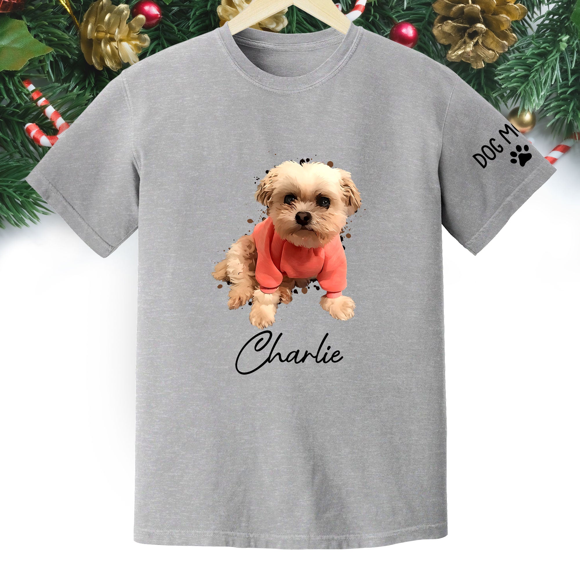 Personalized Dog Mom T-Shirt – Custom Dog Photo Shirt with Pet Name, Cute Gift for Pet Lovers