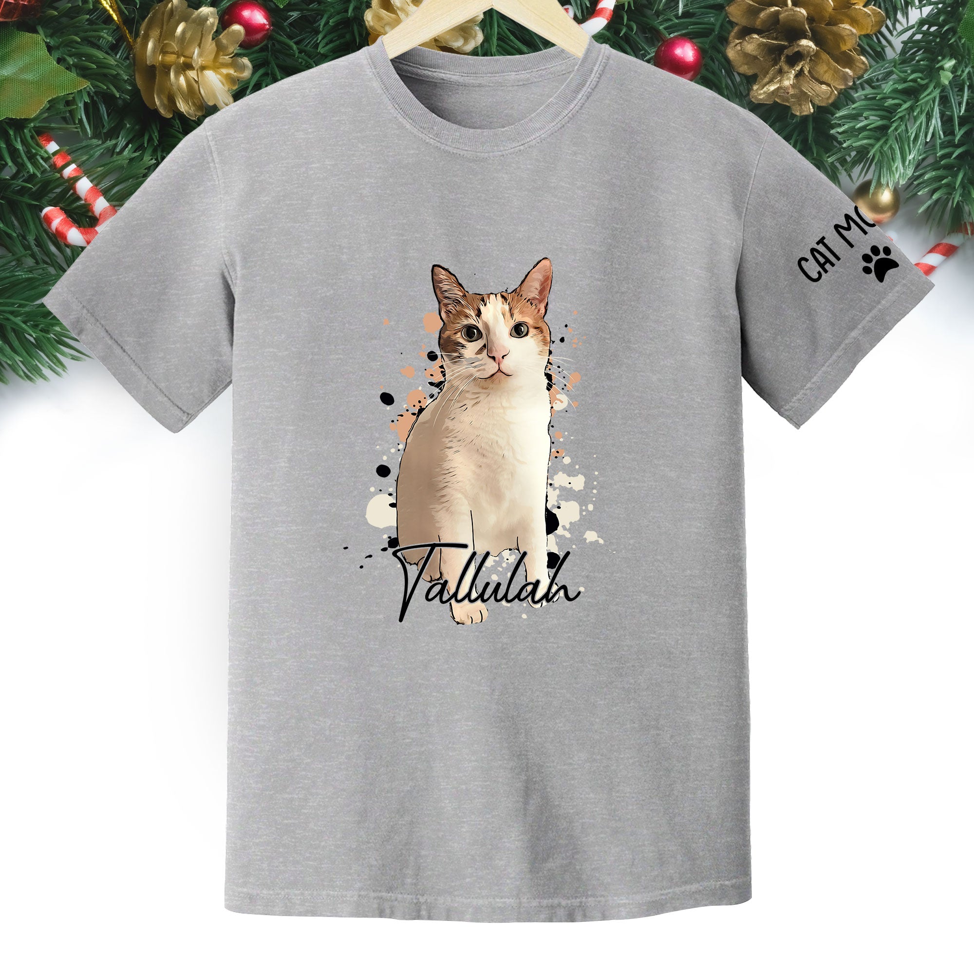 Personalized Cat Mom T-Shirt – Custom Cat Photo Shirt with Pet Name, Unique Gift for Cat Lovers