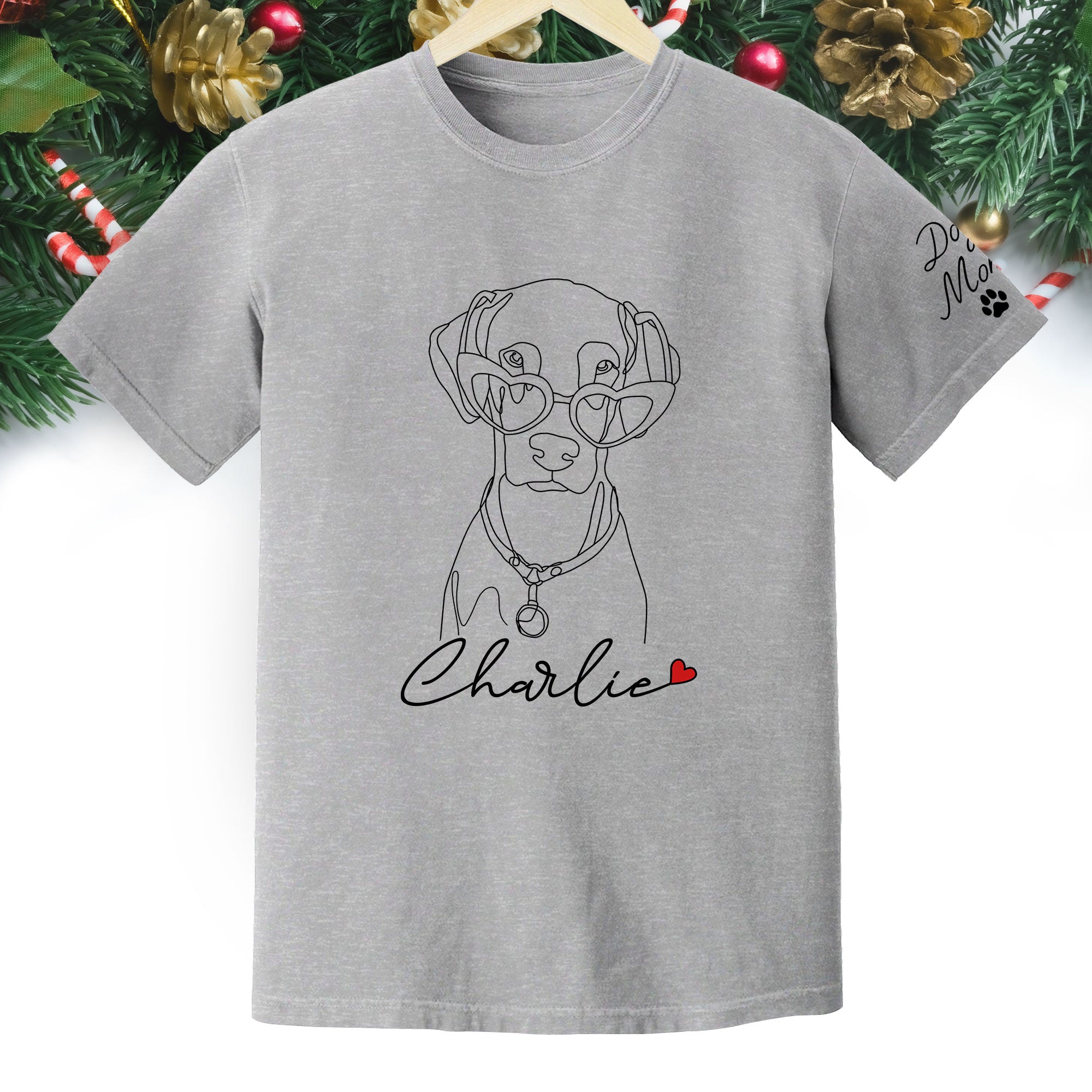 Personalized Dog Mom T-Shirt – Custom Pet Photo Shirt, Cute Christmas Gift for Dog Lovers