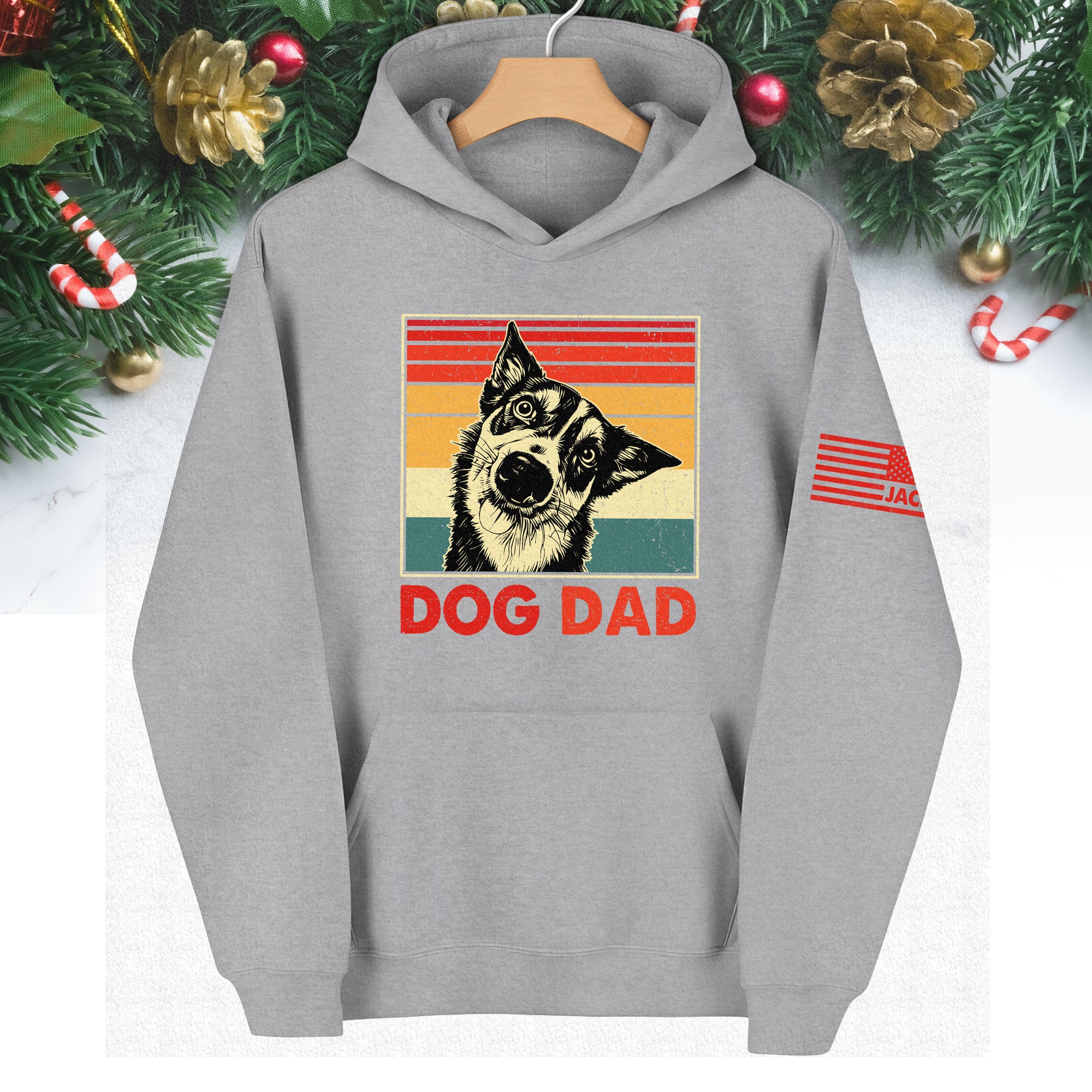 Custom Dog Dad Hoodie – Personalized Pet Photo Retro Hoodie, Gift for Dog Lovers