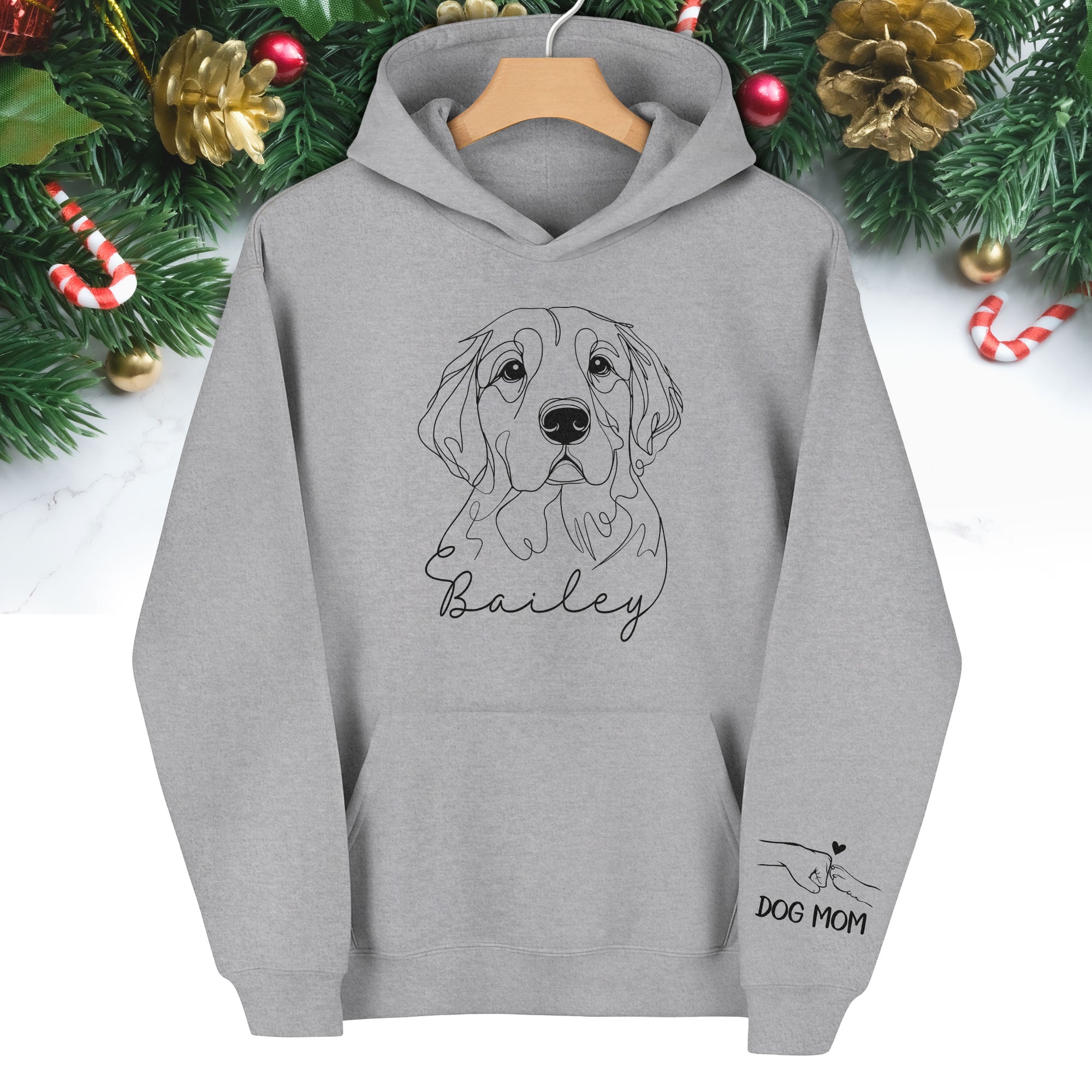 Personalized Pet Line Art Hoodie – Custom Dog or Cat Drawing with Name | Dog Mom Gift