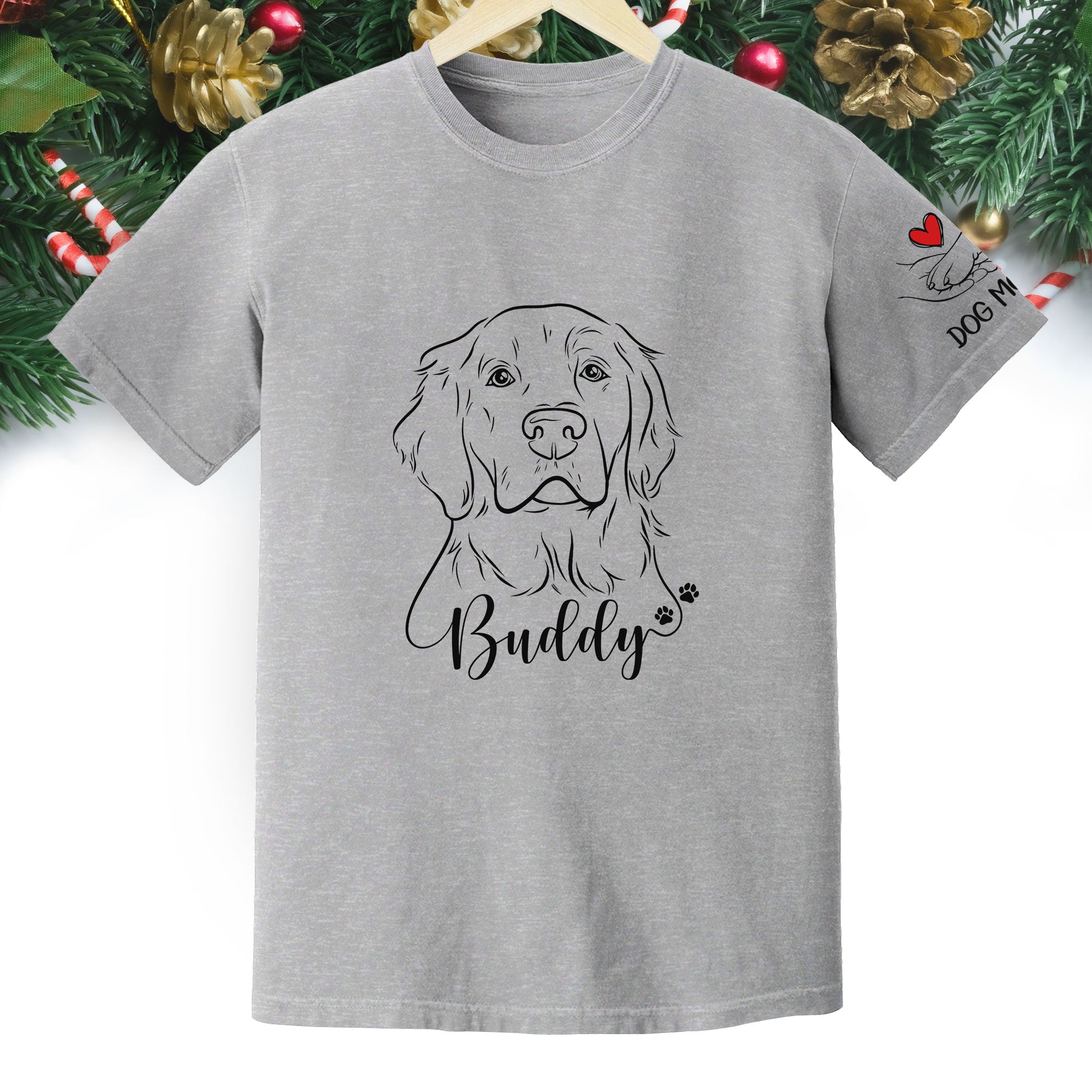 Custom Dog Mom T-Shirt – Personalized Line Art Dog Drawing, Unique Gift for Pet Lovers