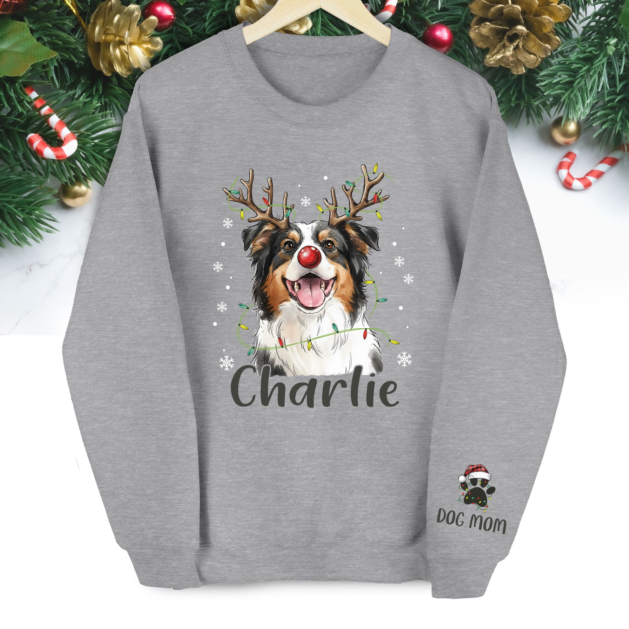 Personalized Dog Mom Sweatshirt with Custom Pet Face – Cozy Gift for Pet Owners