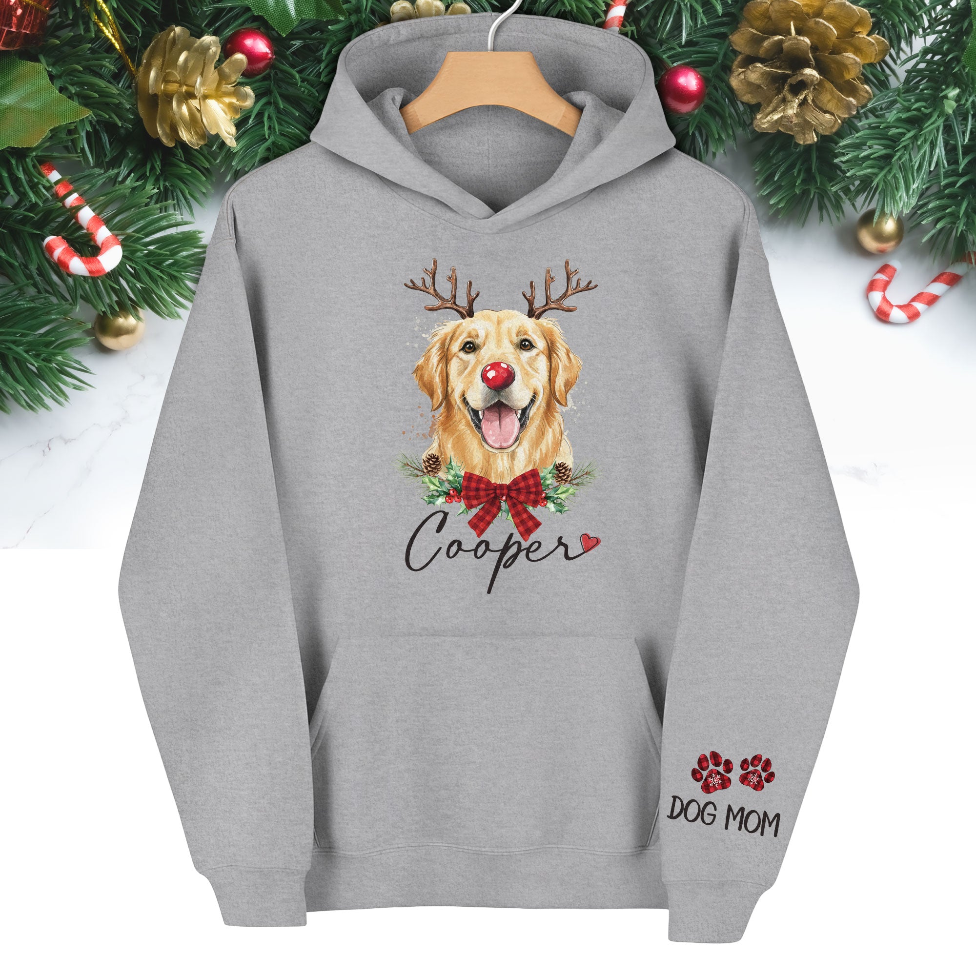 Dog Mom Christmas Hoodie – Cozy Holiday Sweatshirt for Pet Lovers