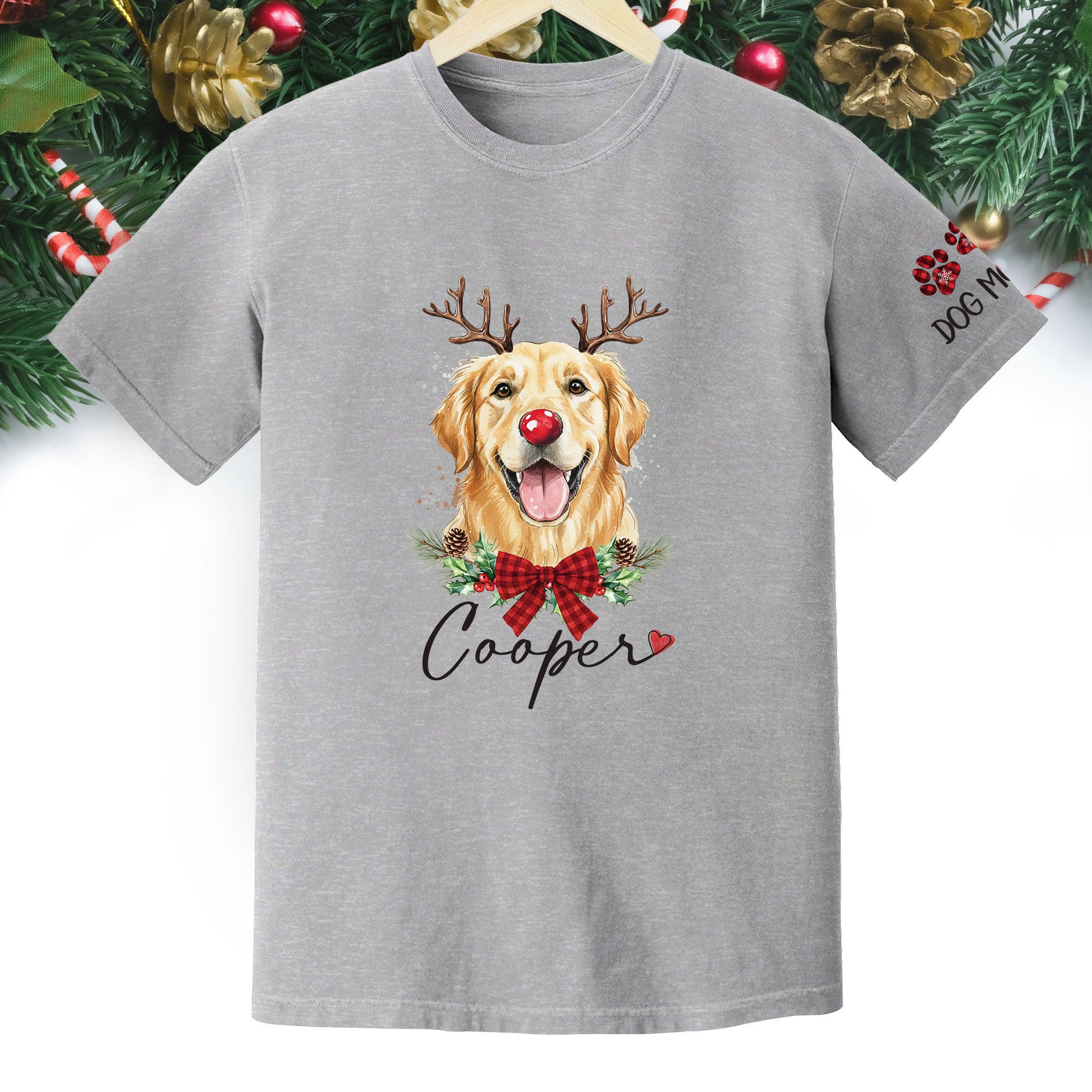 Dog Mom Christmas T-Shirt – Cute Personalized Holiday Tee for Pet Lovers