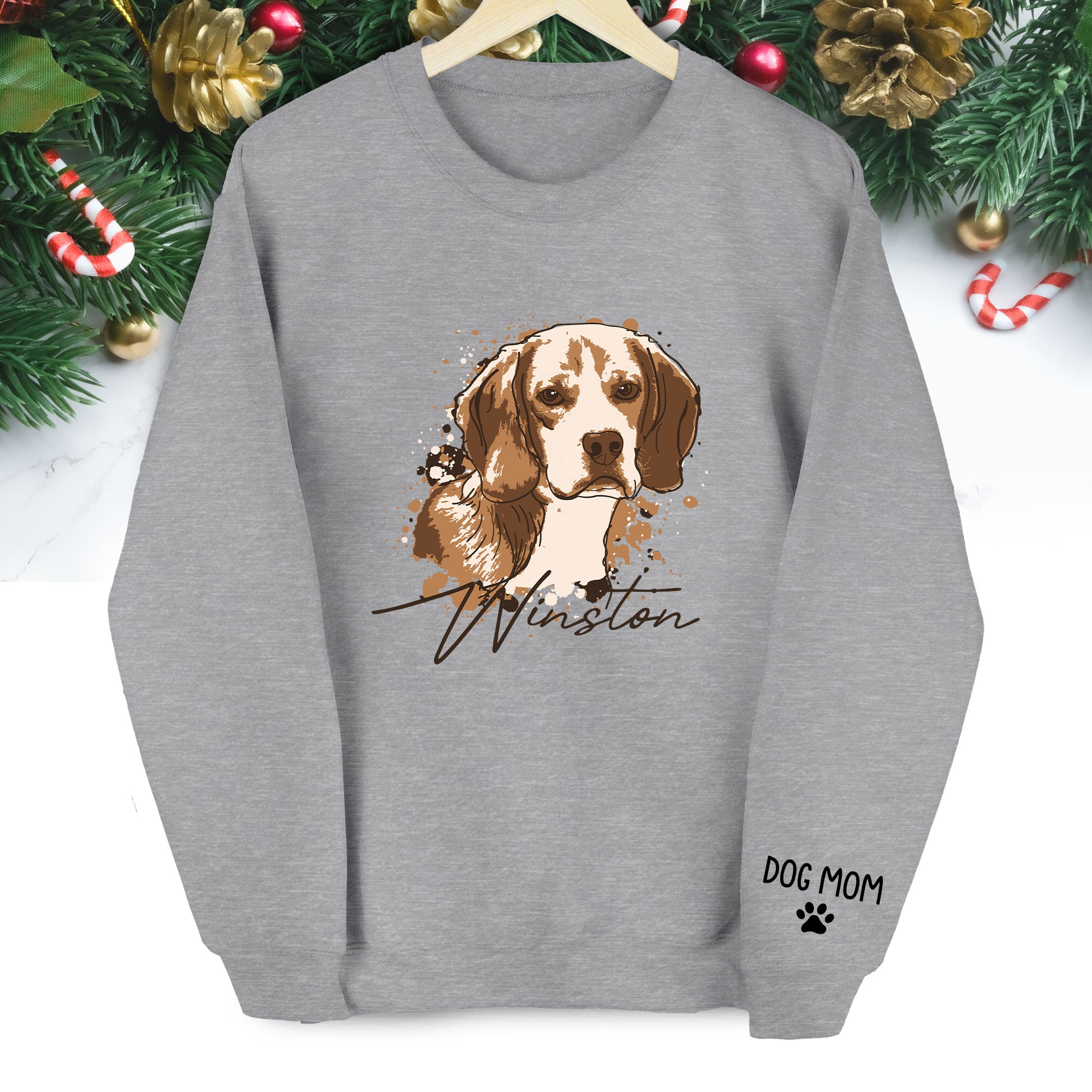 Personalized Dog Sweatshirt - Custom Pet Photo Gift for Dog Mom Christmas