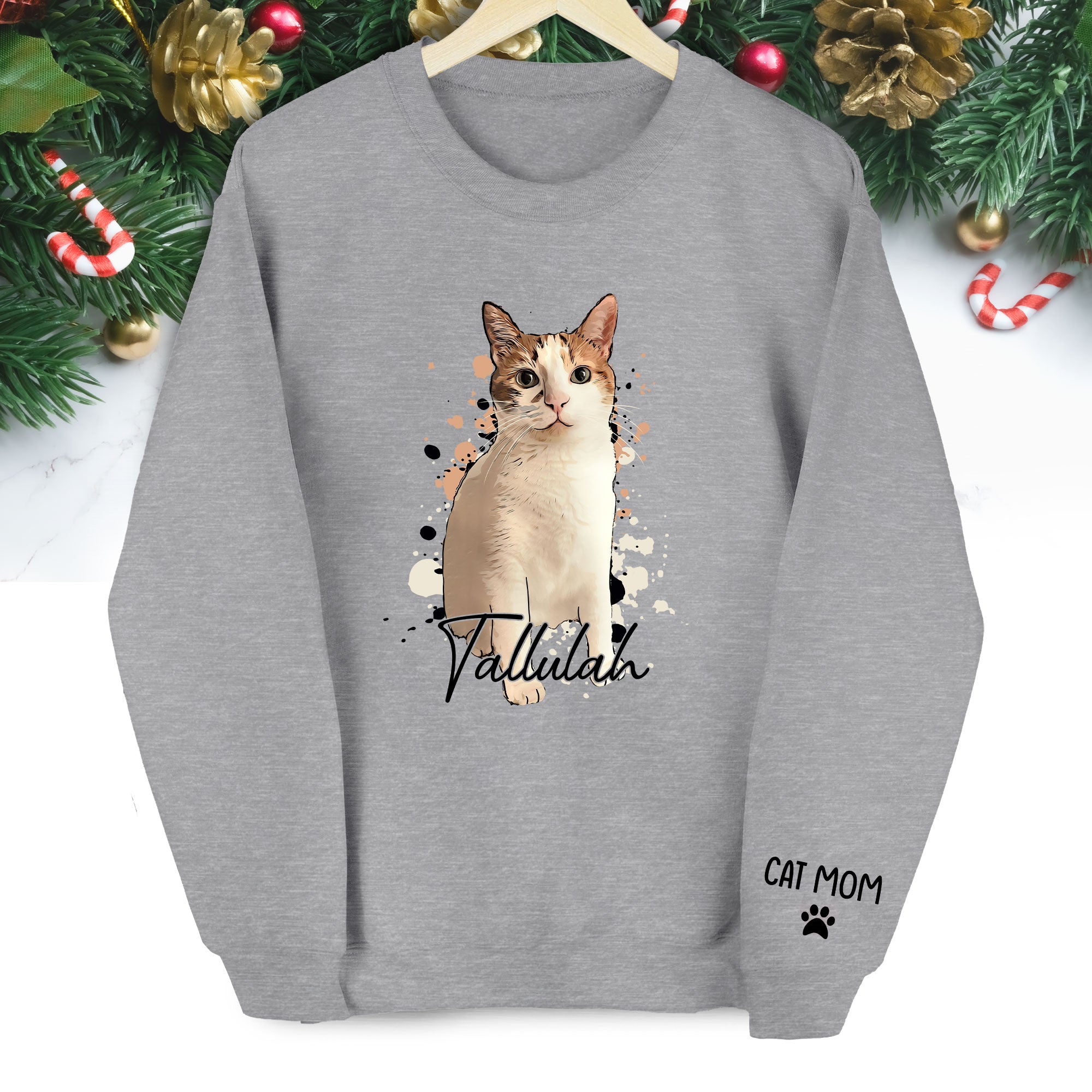 Personalized Cat Mom Sweatshirt – Custom Photo Sweatshirt for Women Cat Lovers