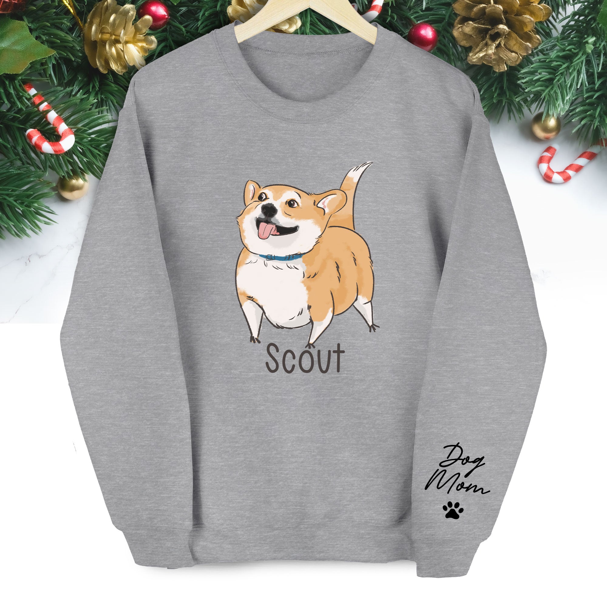Custom Dog Sweatshirt - Photo & Text Personalized Christmas Gift for Pet Lovers
