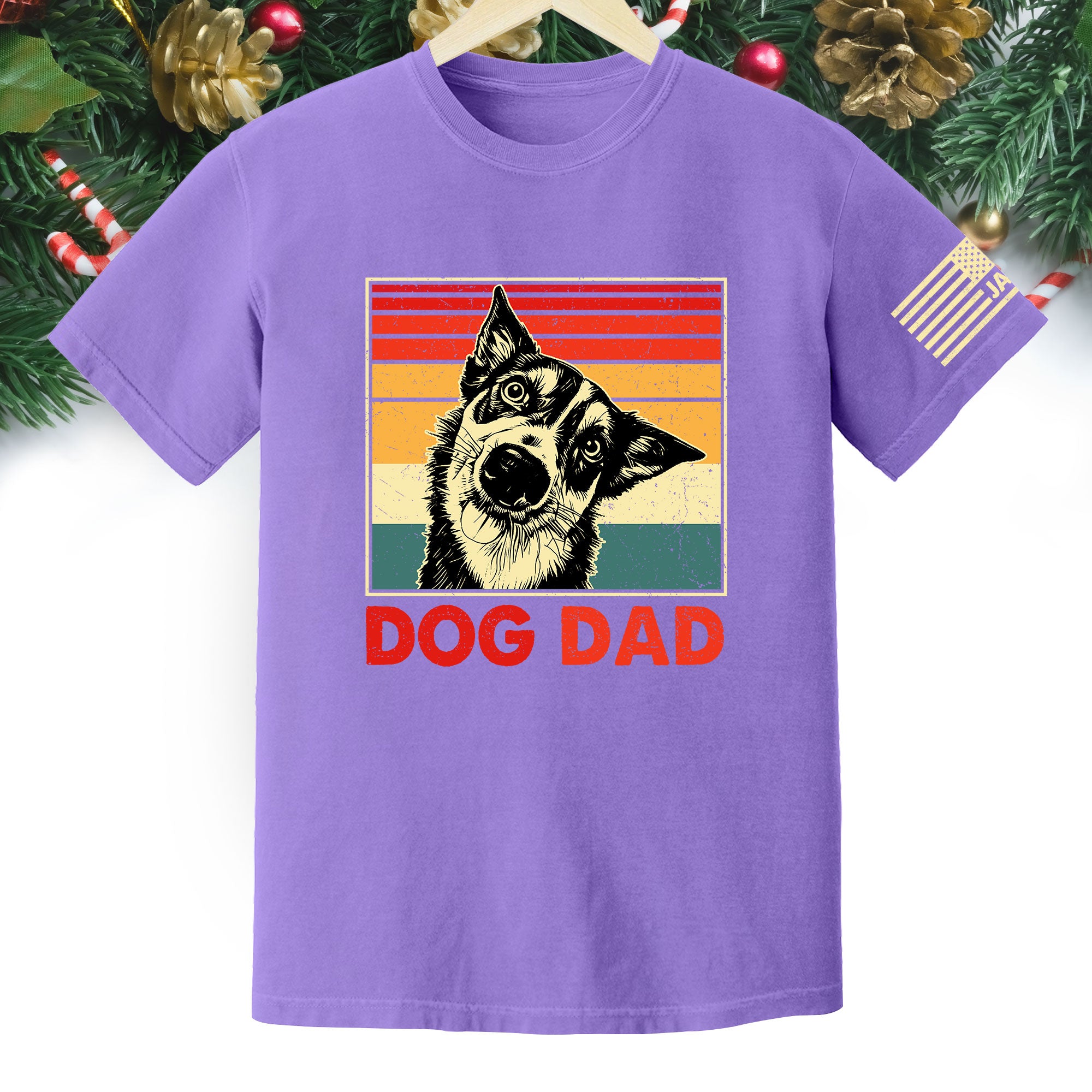 Custom Dog Dad T-Shirt – Personalized Pet Portrait Vintage Tee, Unique Gift for Dog Lovers