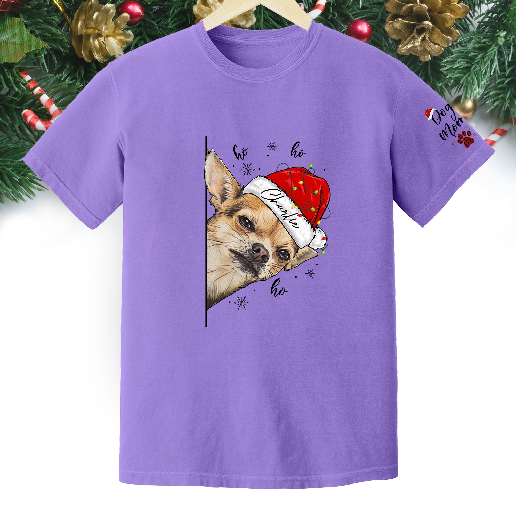 Custom Pet T-Shirt – Personalized Dog Photo Shirt, Christmas Gift for Women Dog Mom