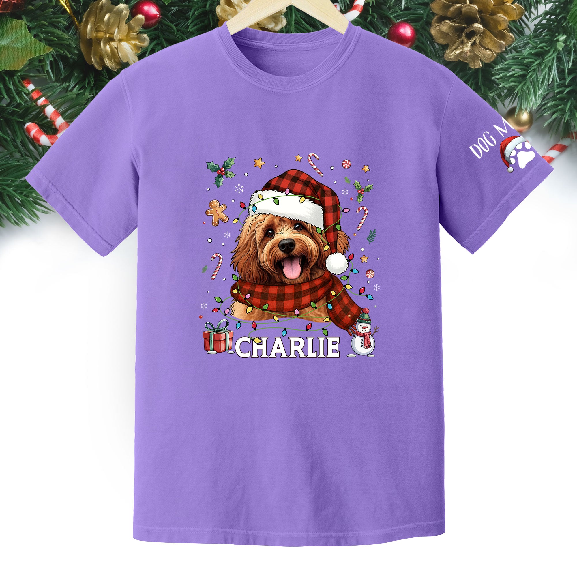 Custom Dog Christmas T-Shirt – Personalized Pet Photo Shirt, Holiday Gift for Dog Mom