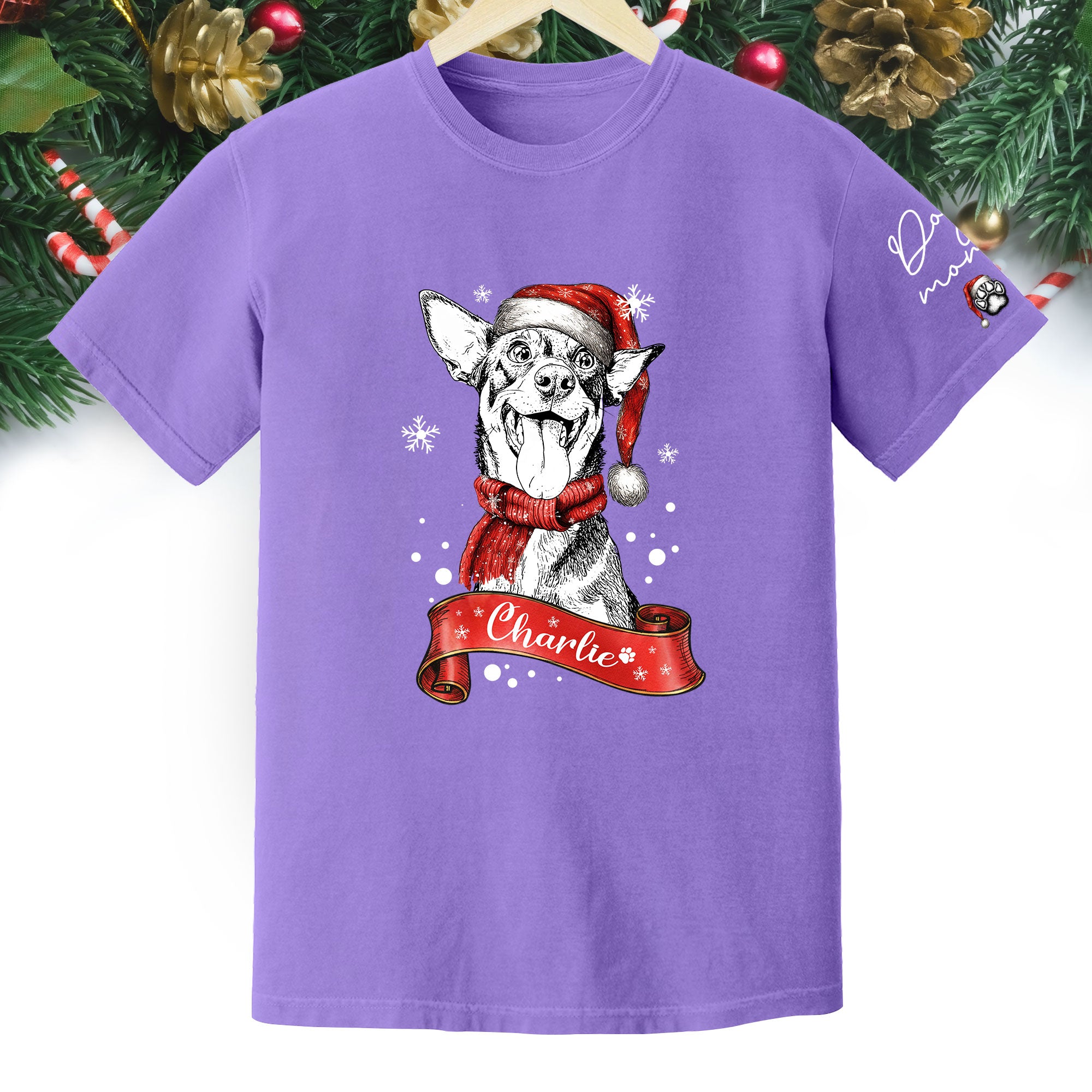 Christmas Dog T-Shirt – Custom Pet Photo Shirt, Funny Personalized Gift for Pet Lover