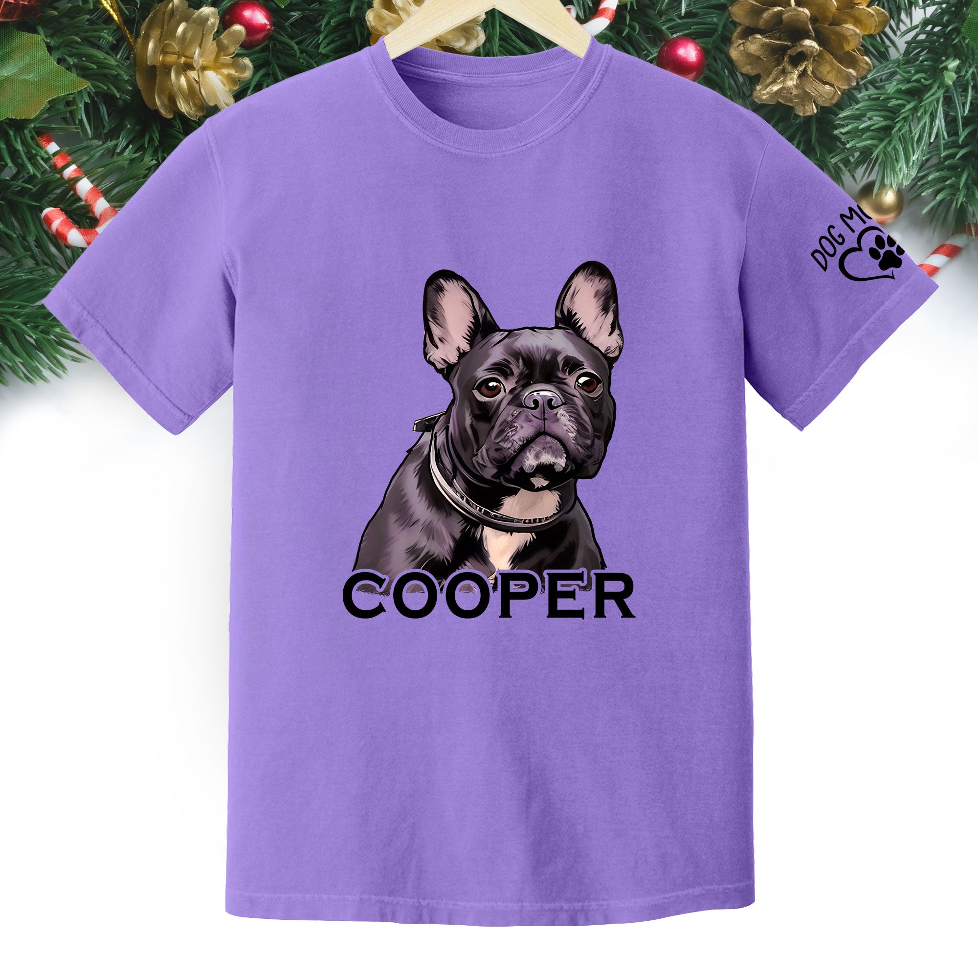 Custom Dog Mom T-Shirt – Personalized Pet Portrait & Name, Cute Dog Lover Gift