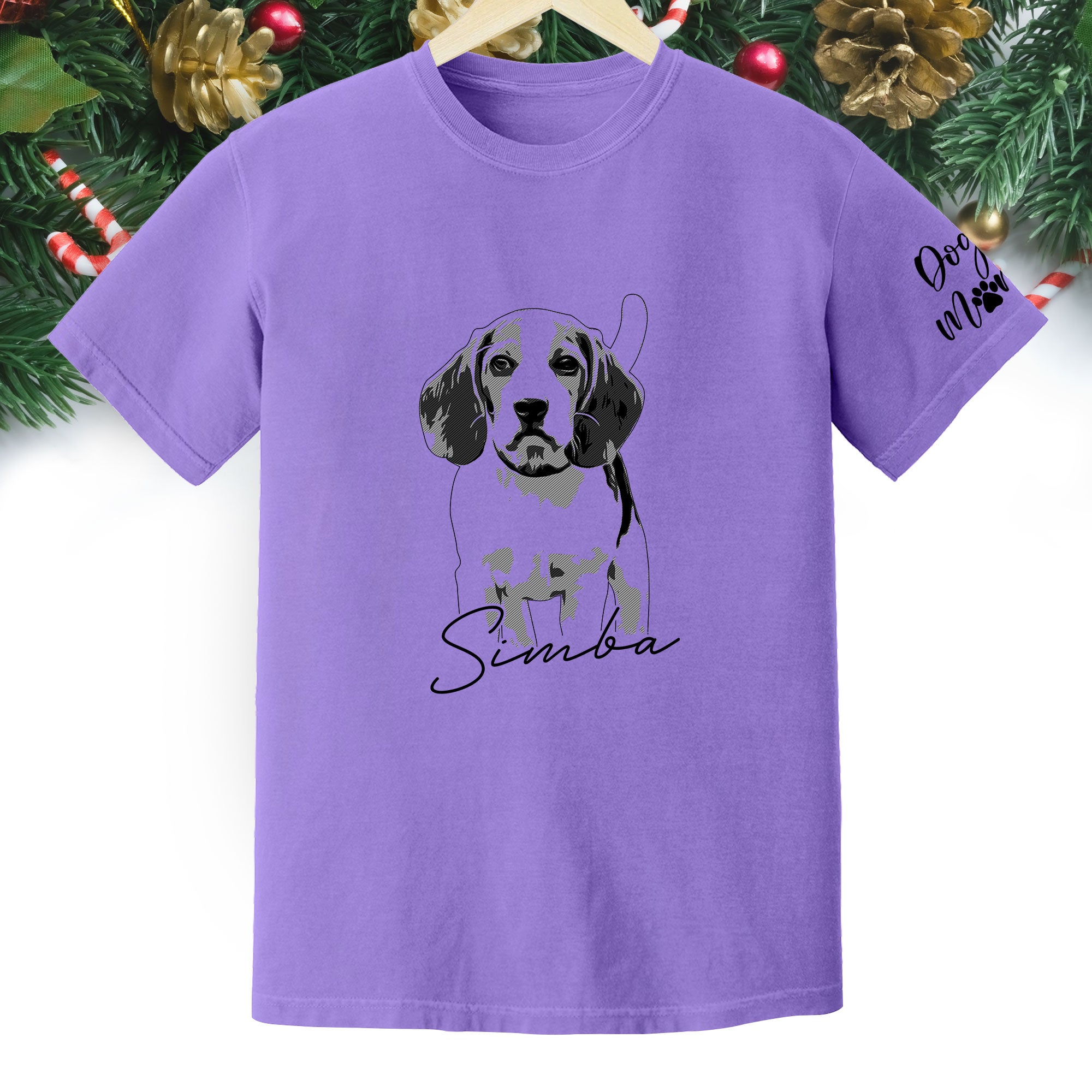 Custom Dog Lover T-Shirt with Name & Sleeve Print – Personalized Pet Graphic Tee