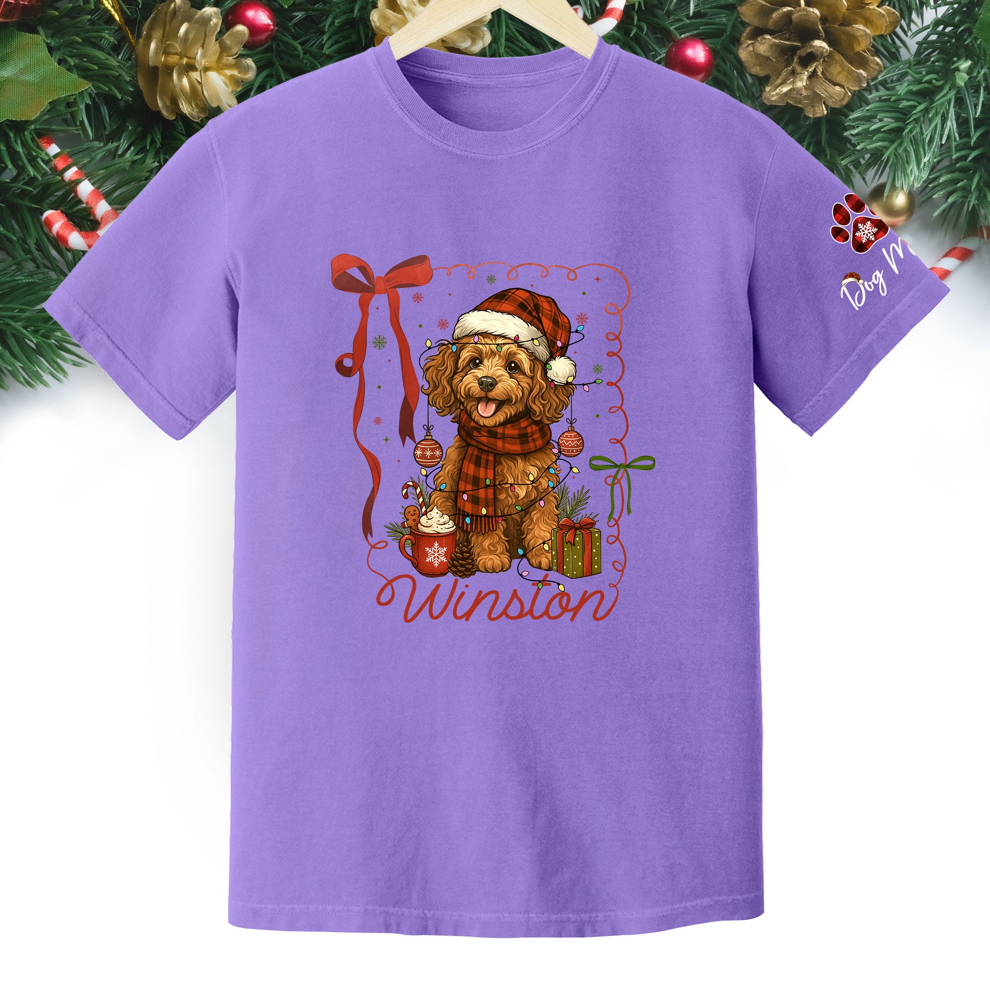 Dog Mom Christmas Shirt – Custom Pet Face T-Shirt, Personalized Holiday Gift Idea
