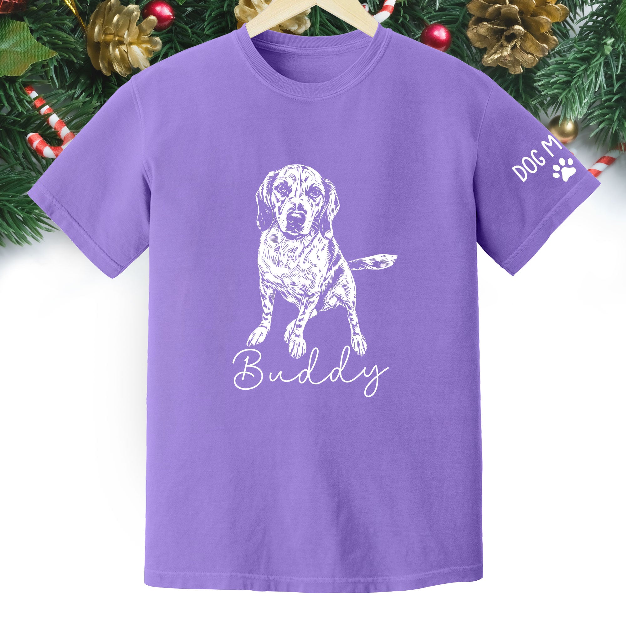 Personalized Dog Mom T-Shirt, Custom Dog Line Art Tee with Pet Name, Unique Gift for Dog Lovers