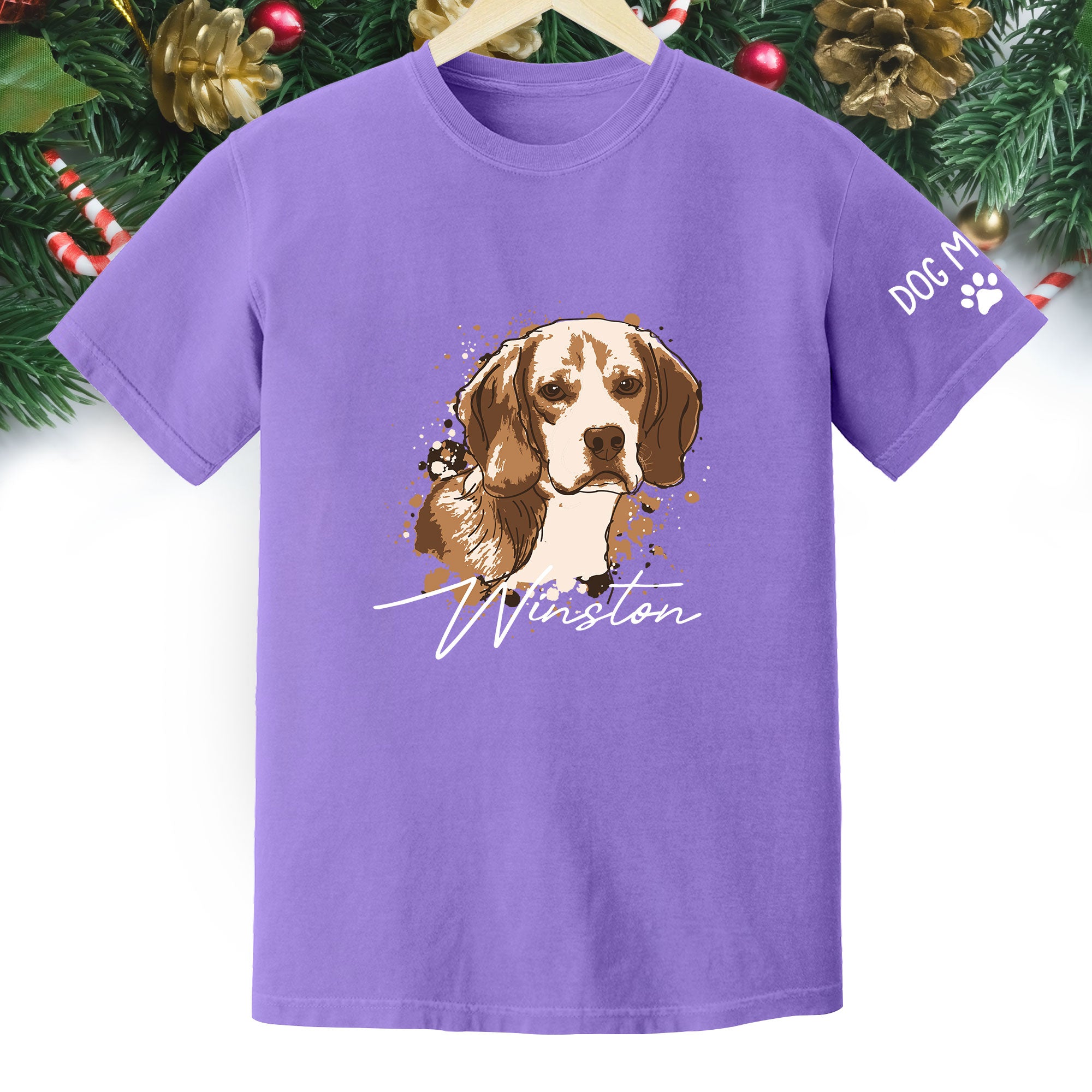 Personalized Dog Mom T-Shirt – Custom Dog Portrait Shirt with Pet Photo & Name, Unique Gift for Pet Lovers