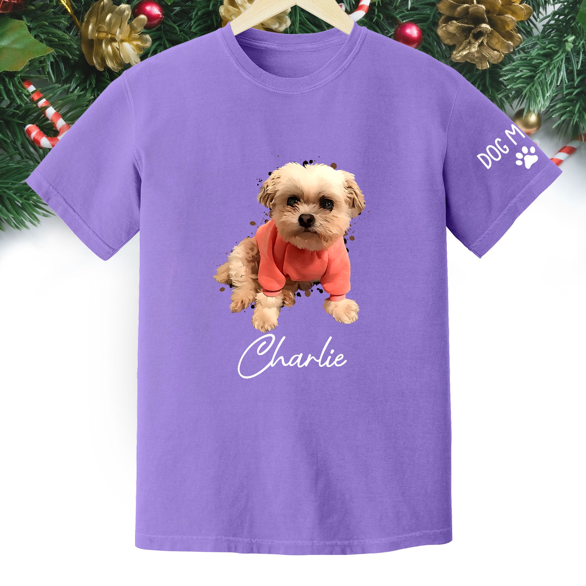 Personalized Dog Mom T-Shirt – Custom Dog Photo Shirt with Pet Name, Cute Gift for Pet Lovers