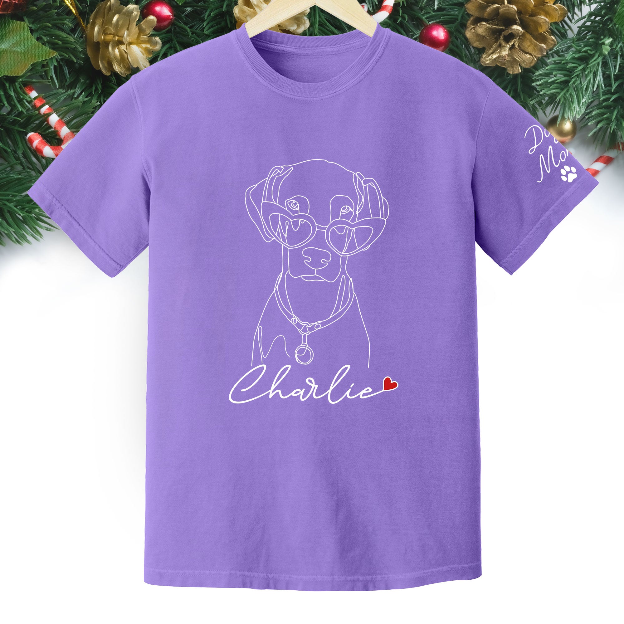 Personalized Dog Mom T-Shirt – Custom Pet Photo Shirt, Cute Christmas Gift for Dog Lovers