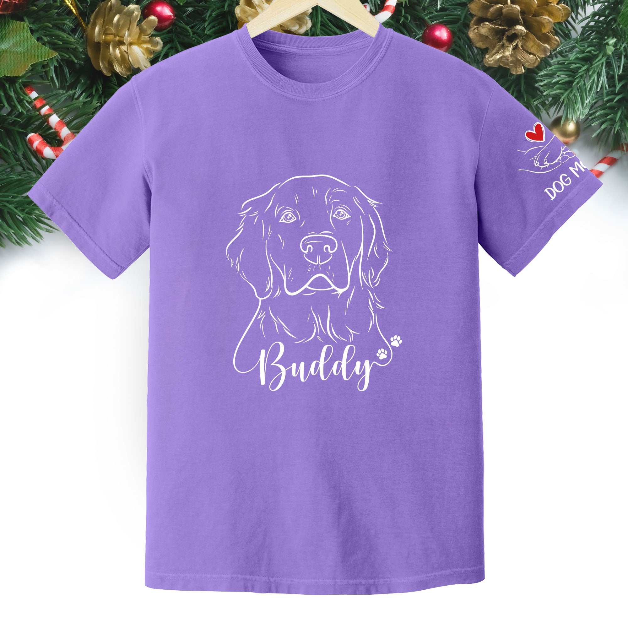 Custom Dog Mom T-Shirt – Personalized Line Art Dog Drawing, Unique Gift for Pet Lovers