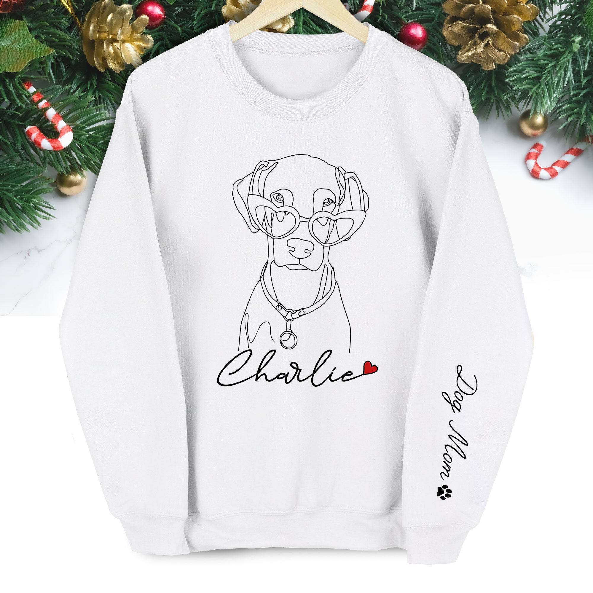 Custom Dog Sweatshirt for Dog Moms – Personalized with Your Pet’s Line Art
