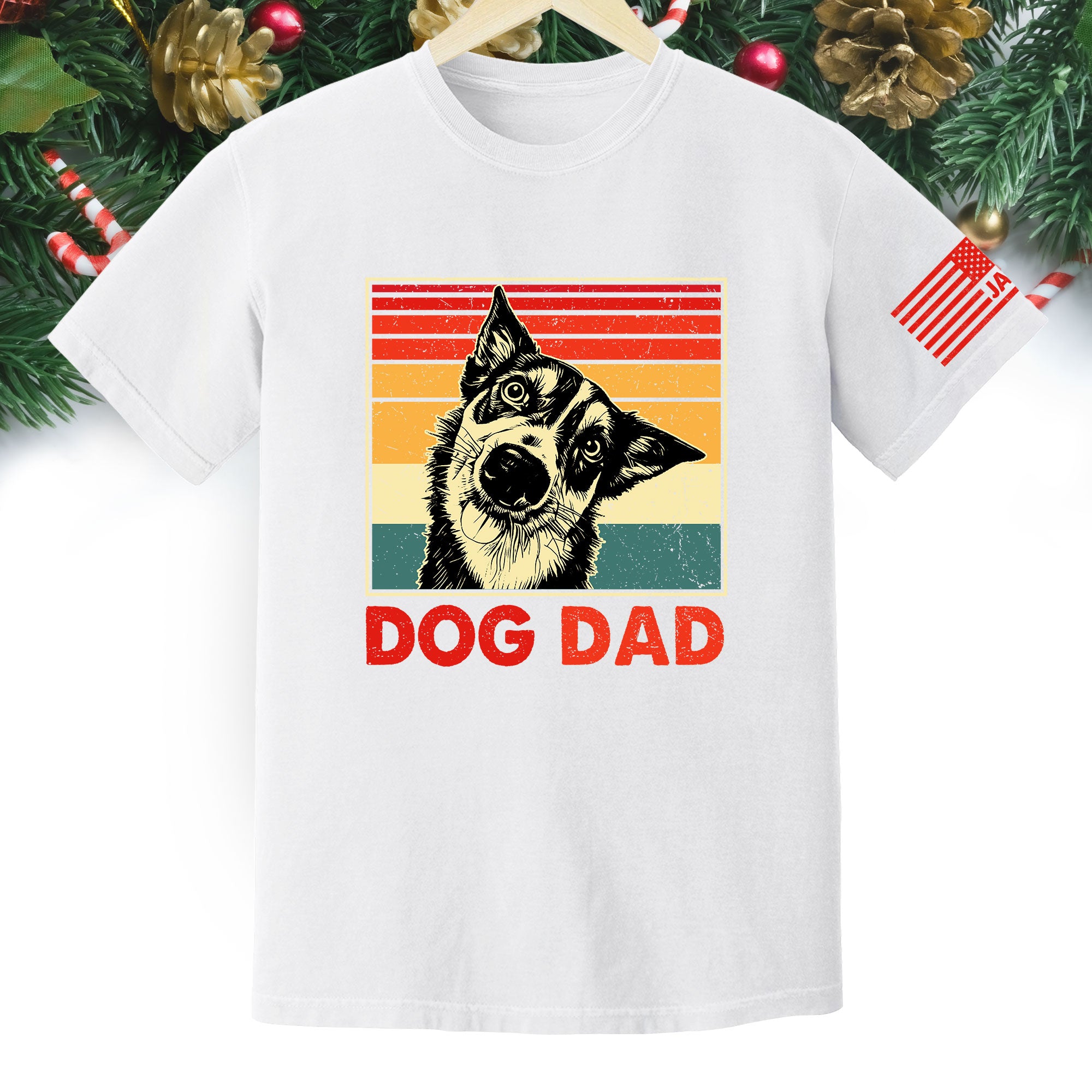 Custom Dog Dad T-Shirt – Personalized Pet Portrait Vintage Tee, Unique Gift for Dog Lovers