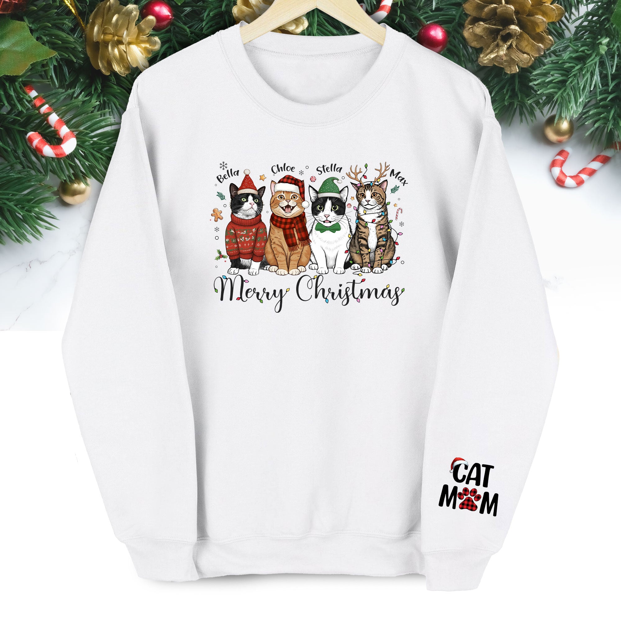 Custom Cat Mom Sweatshirt – Christmas Sweatshirt  for Women