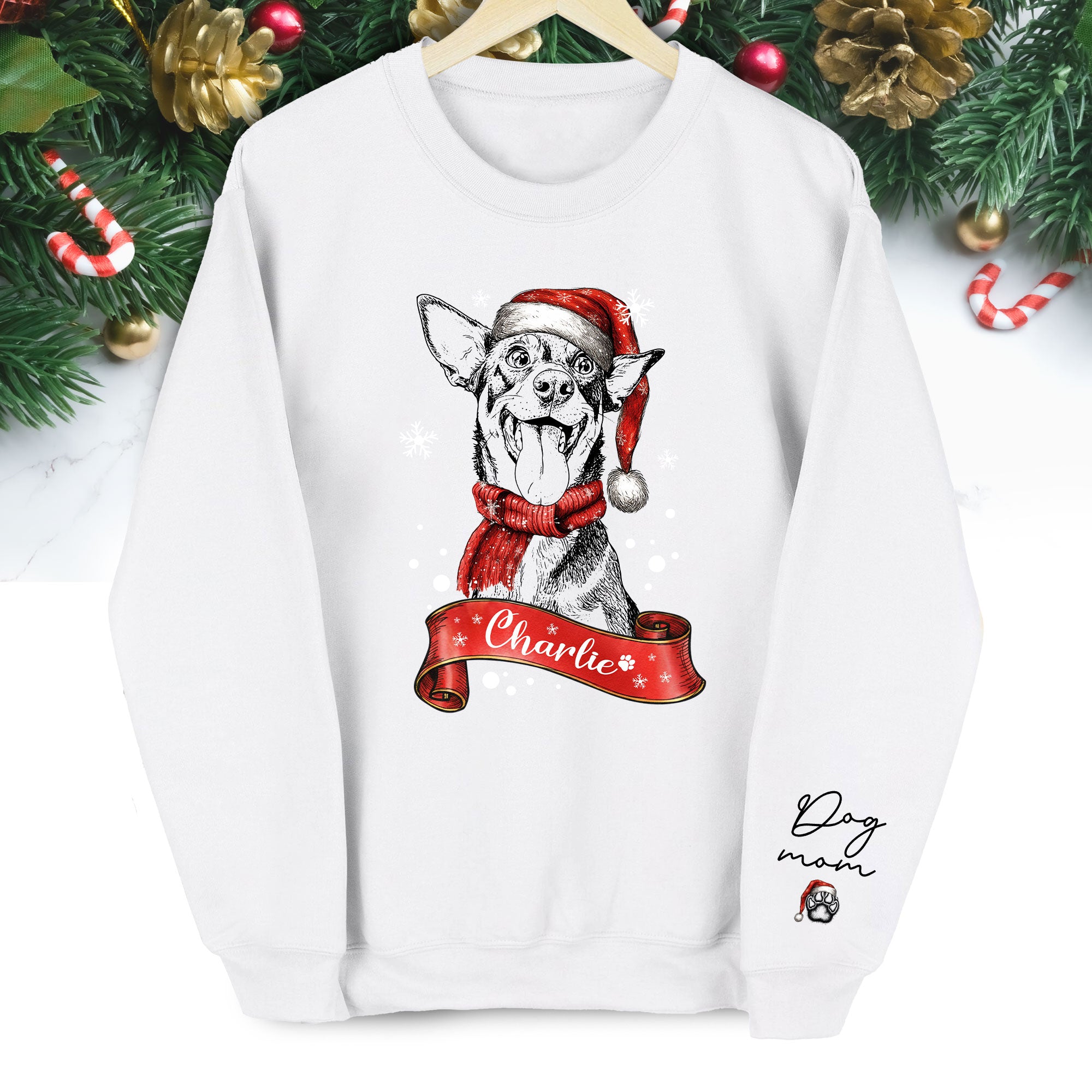 Personalized Dog Mom Sweatshirt, Dog Mom Gift, Christmas Sweatshirts For Women