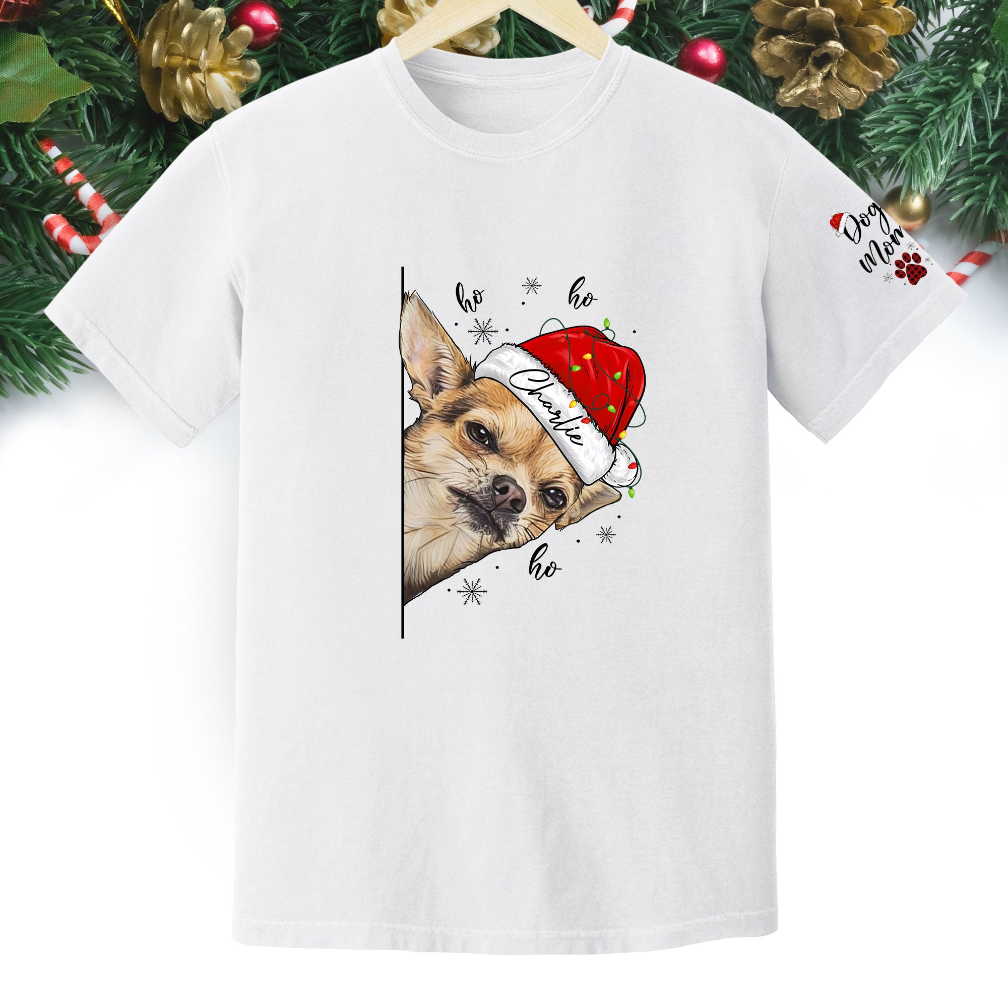 Custom Pet T-Shirt – Personalized Dog Photo Shirt, Christmas Gift for Women Dog Mom