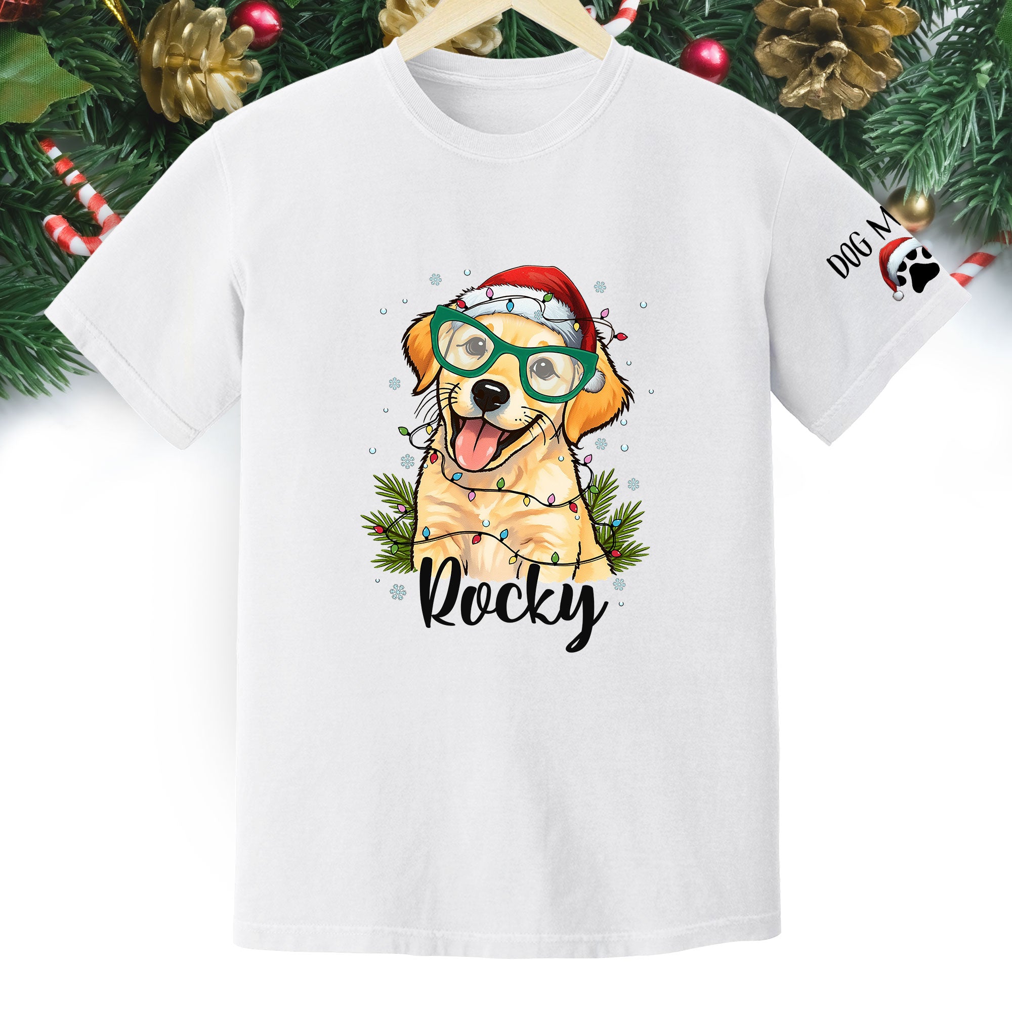 Custom Pet Christmas Shirt – Personalized Dog T-Shirt, Cute Holiday Gift for Pet Lovers